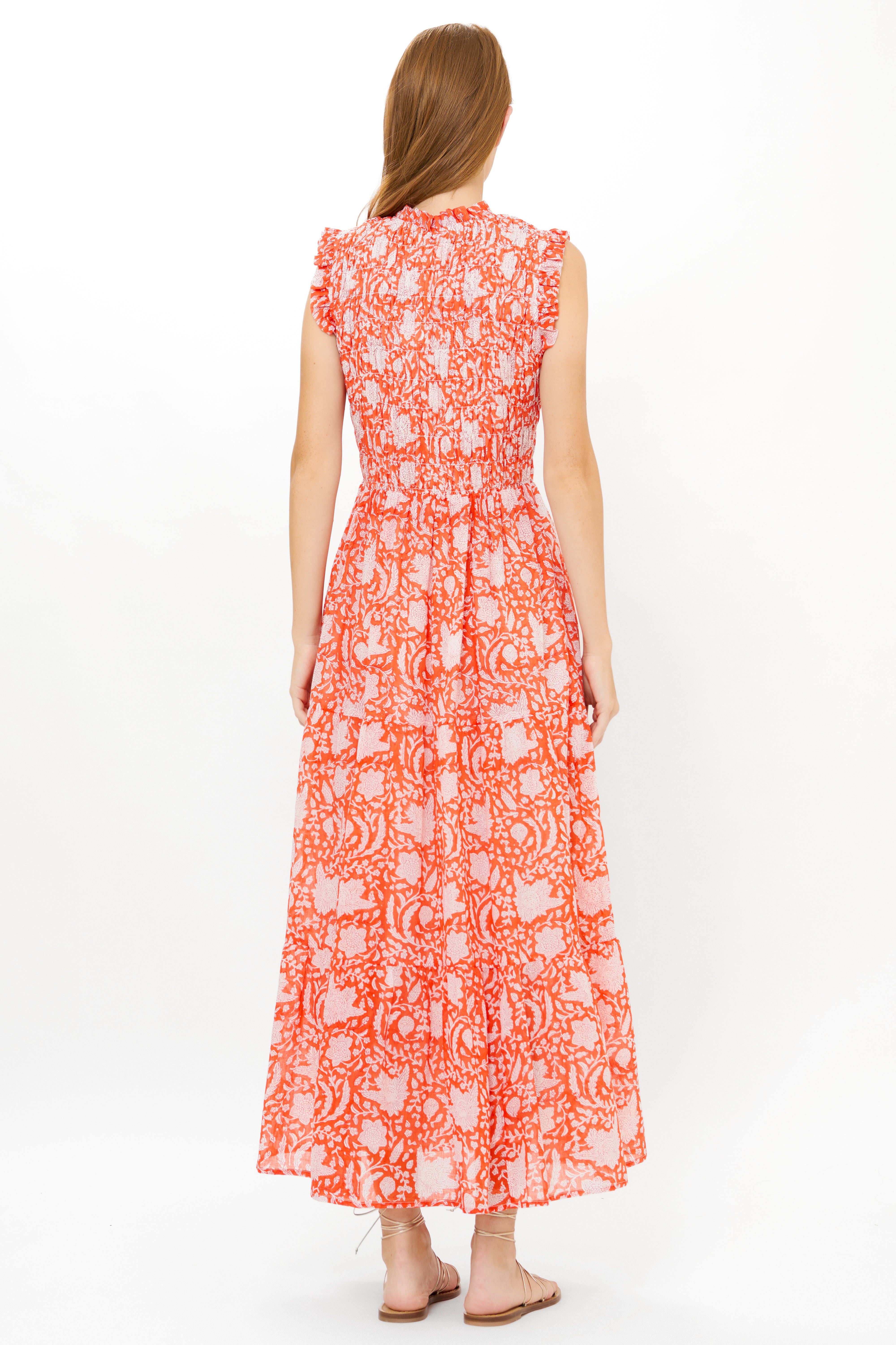 Sleeveless Smocked Maxi- Ivy Orange