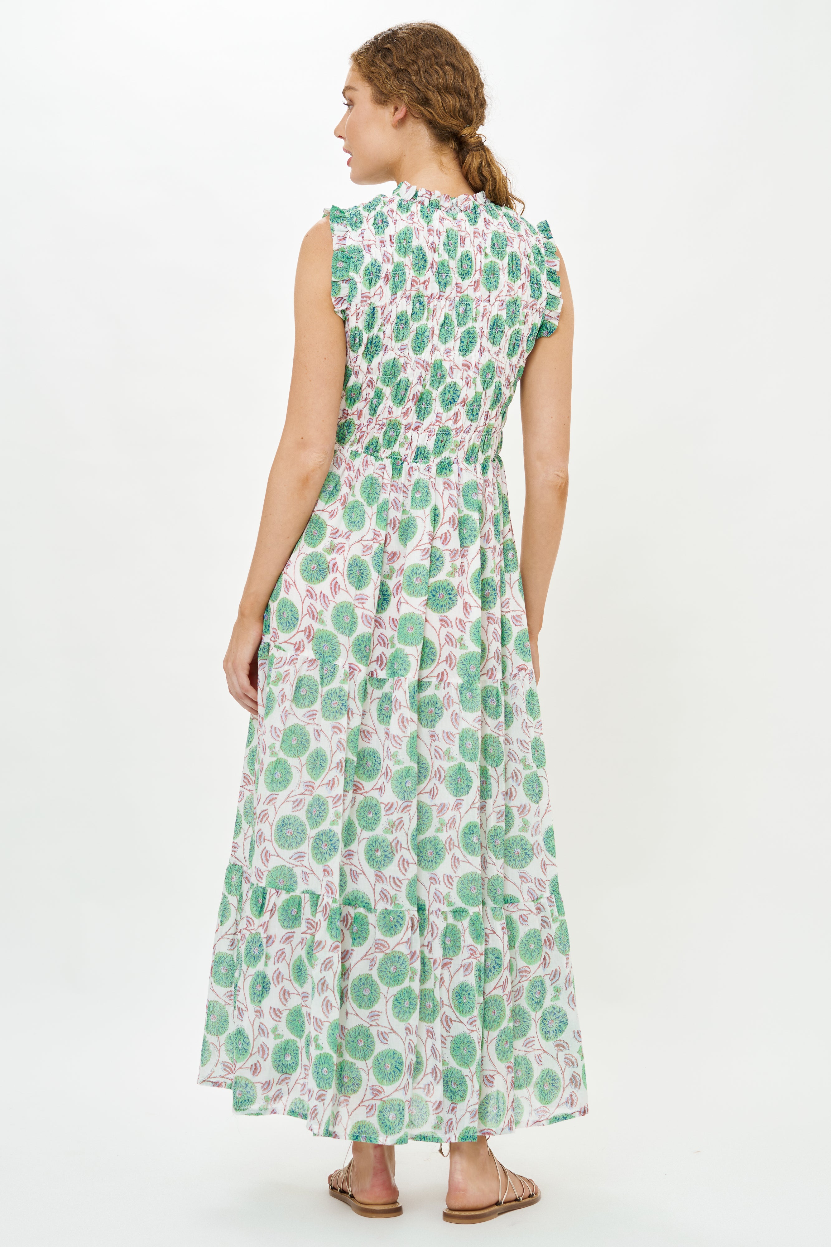 Sleeveless Smocked Maxi- Monarch Green