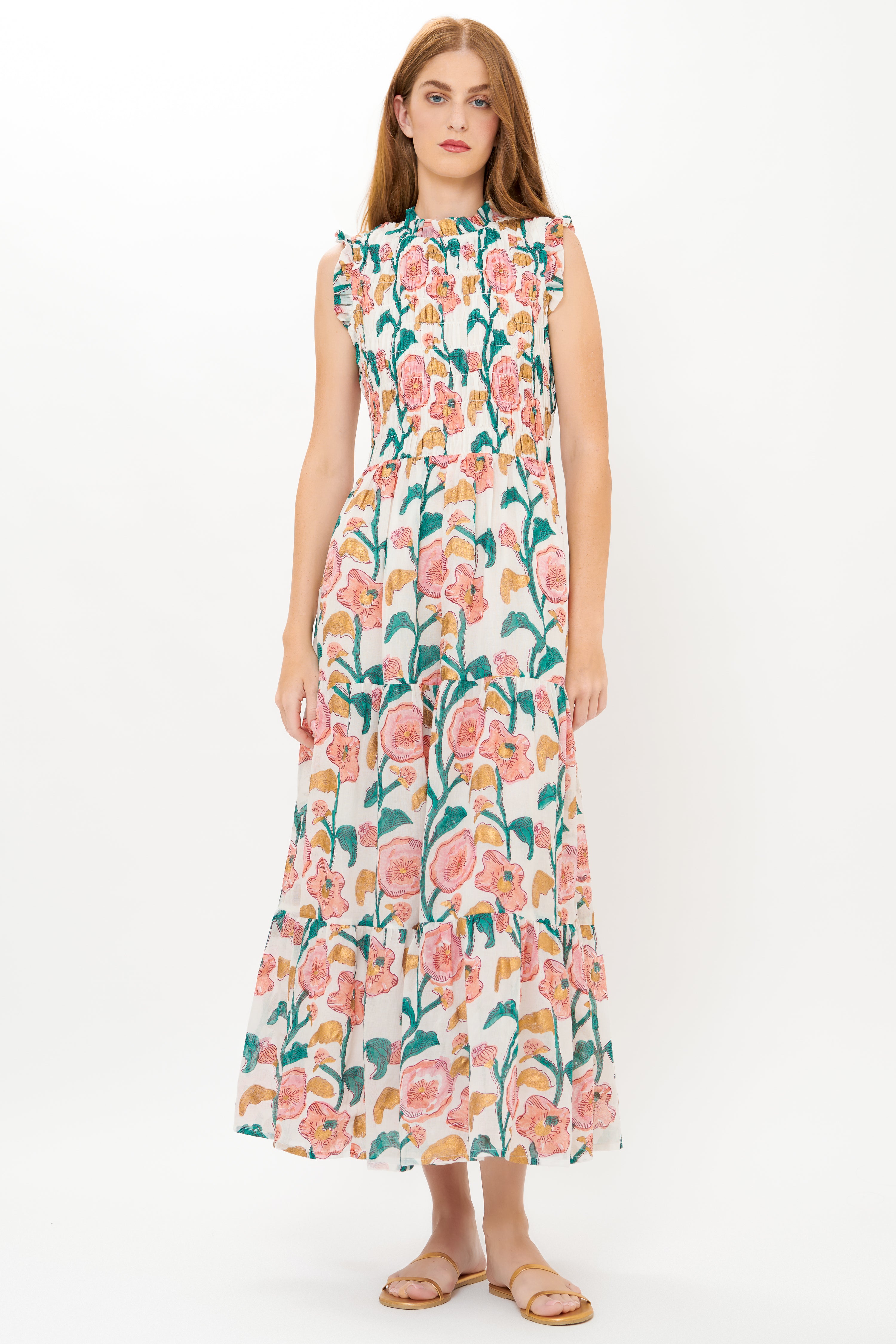 Sleeveless Smocked Maxi- Poppy Teal