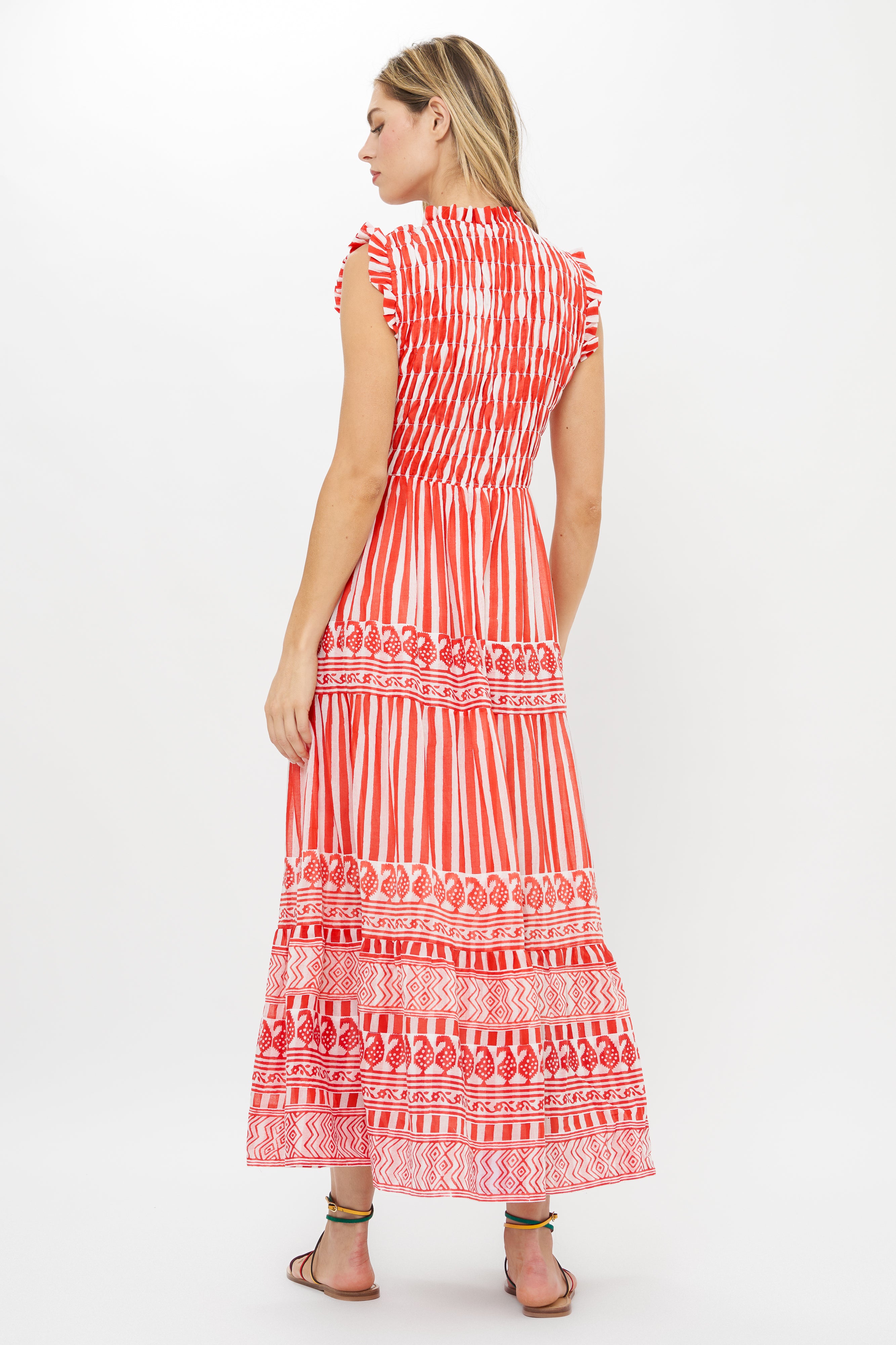 Sleeveless Smocked Maxi- Santorini Red