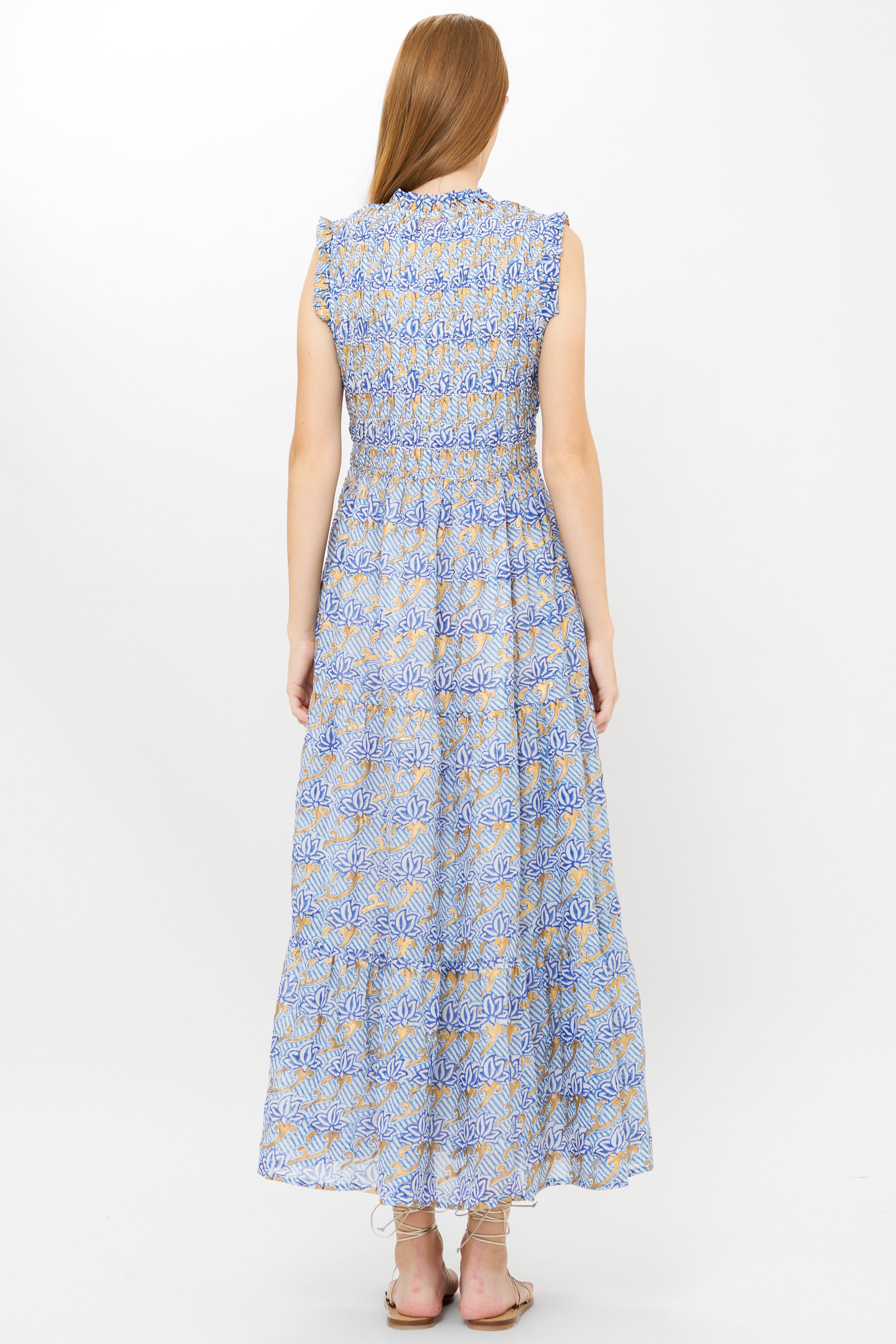 Sleeveless Smocked Maxi- Florence Blue