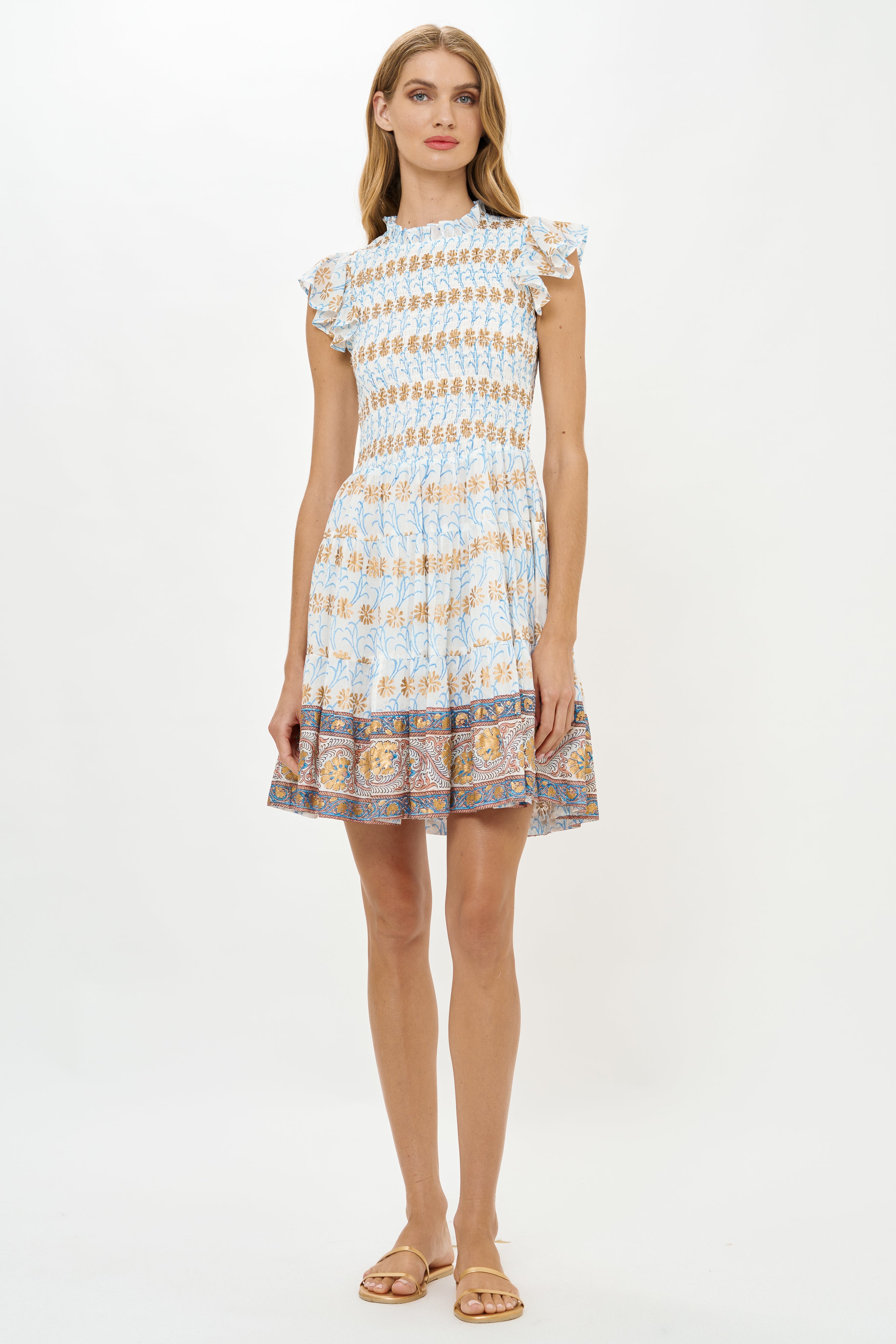 Smocked Flirty Short- Geneva Blue