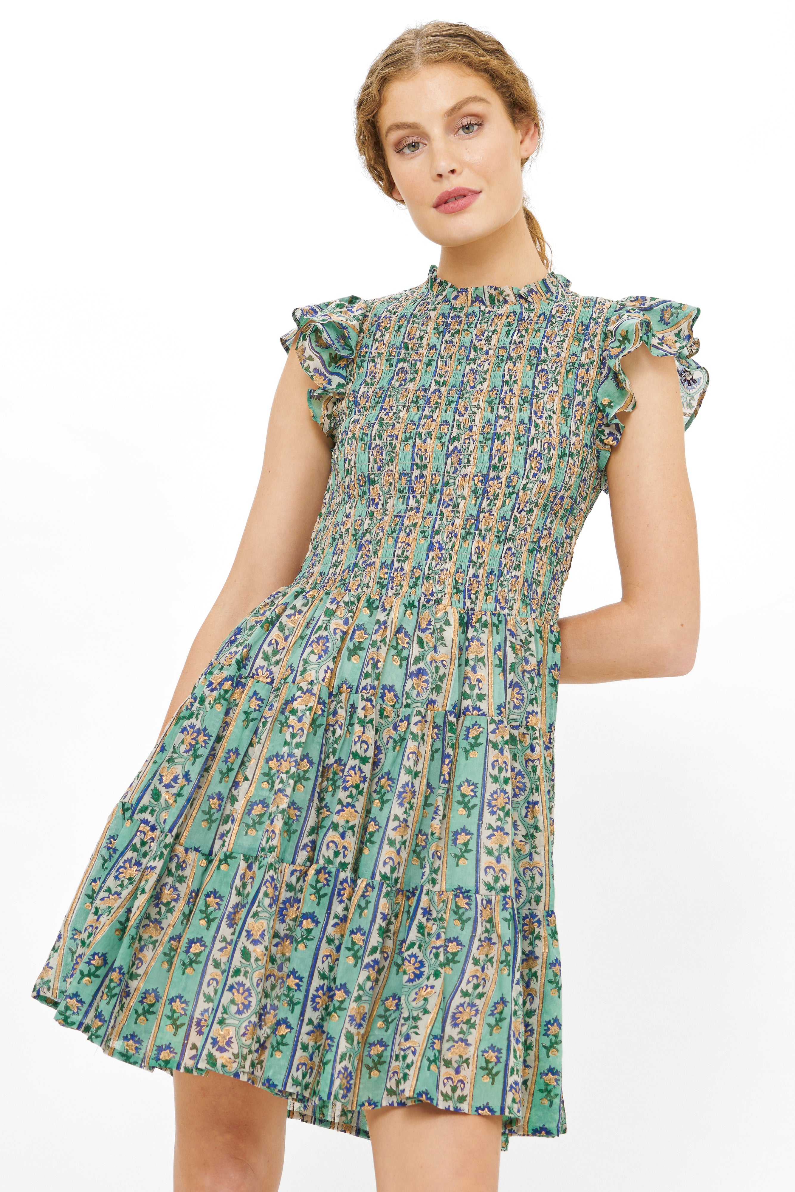 Smocked Flirty Short- Taj Aqua