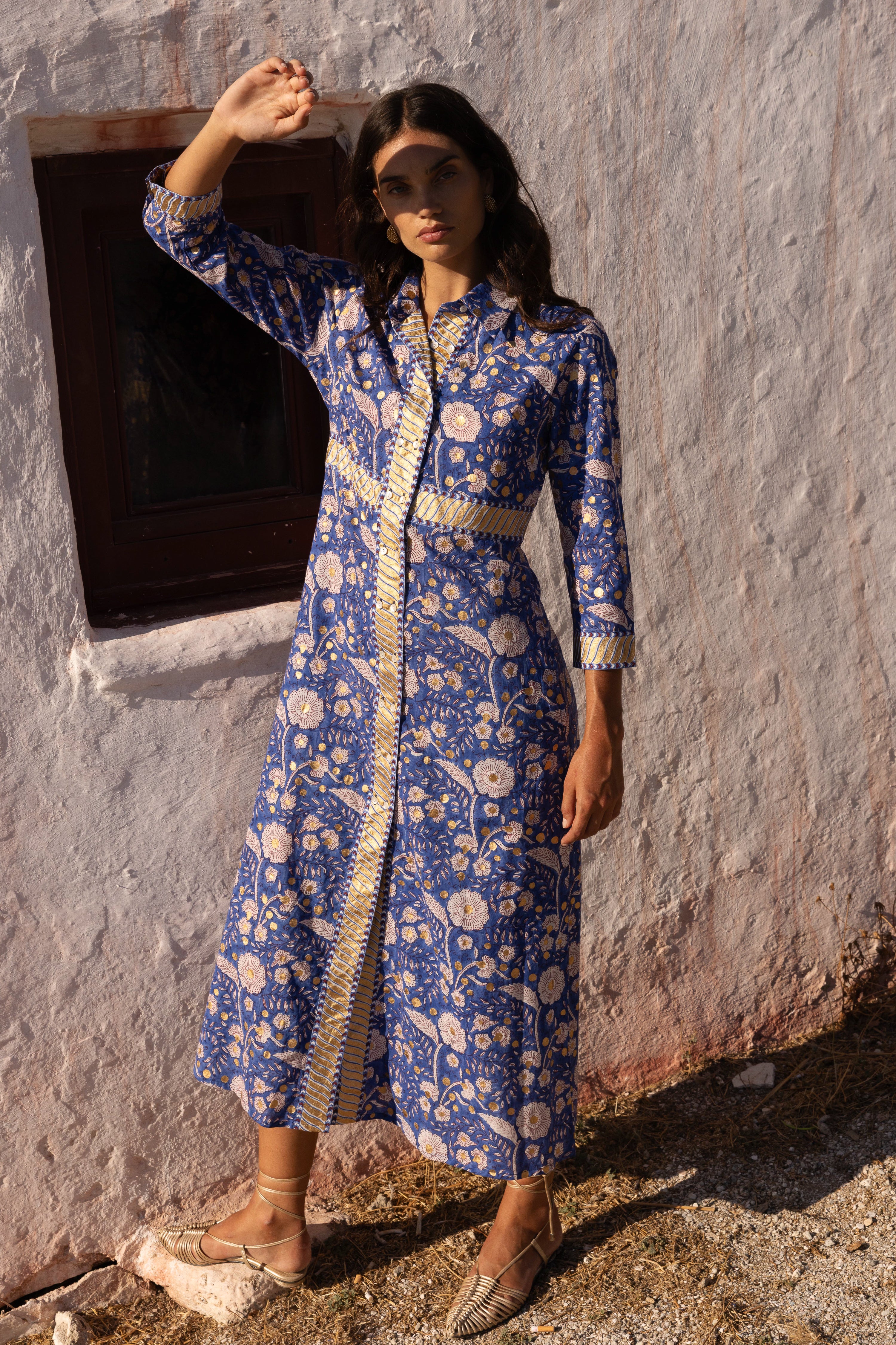 Shirt Dress Maxi- Carolina Cobalt