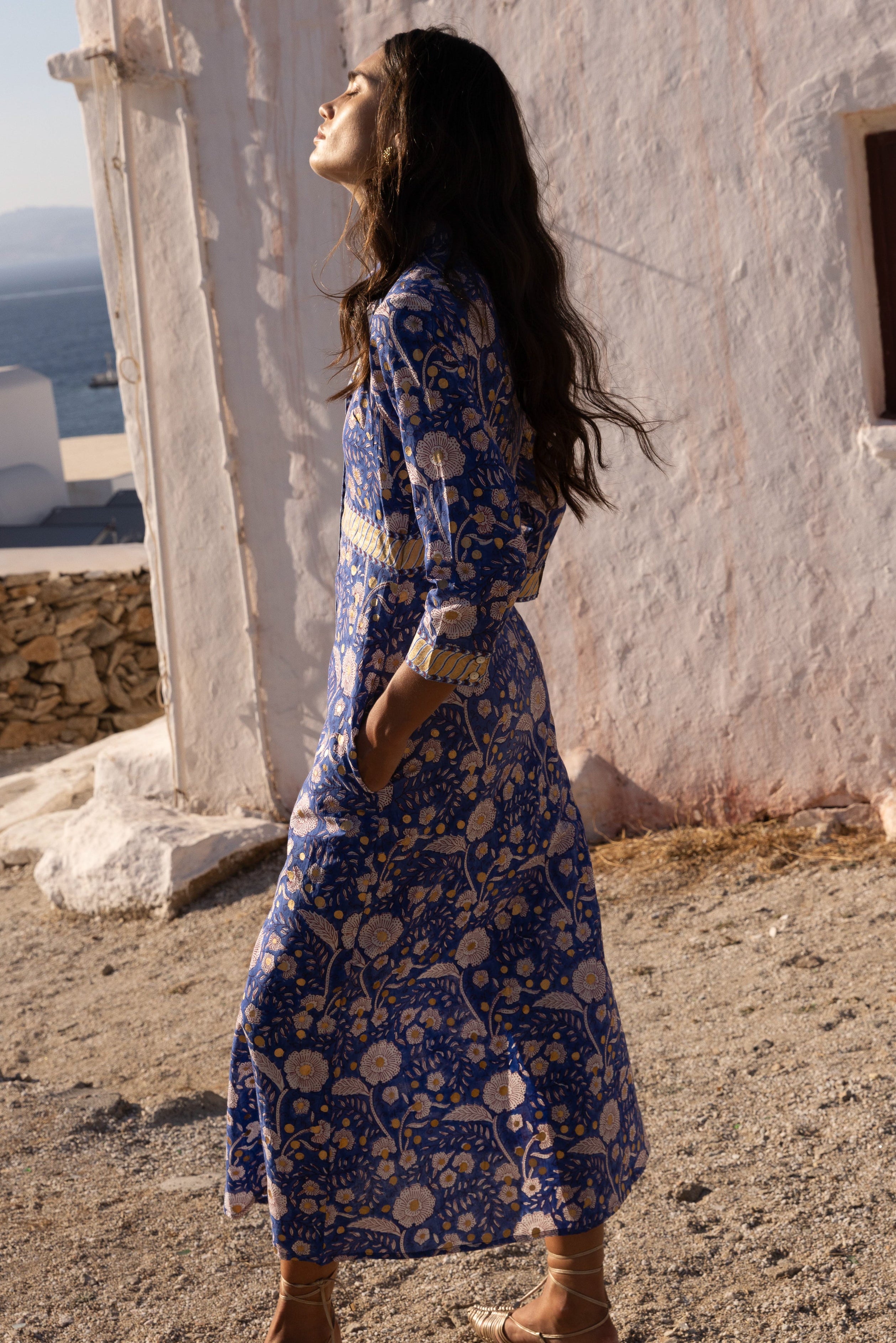 Shirt Dress Maxi- Carolina Cobalt