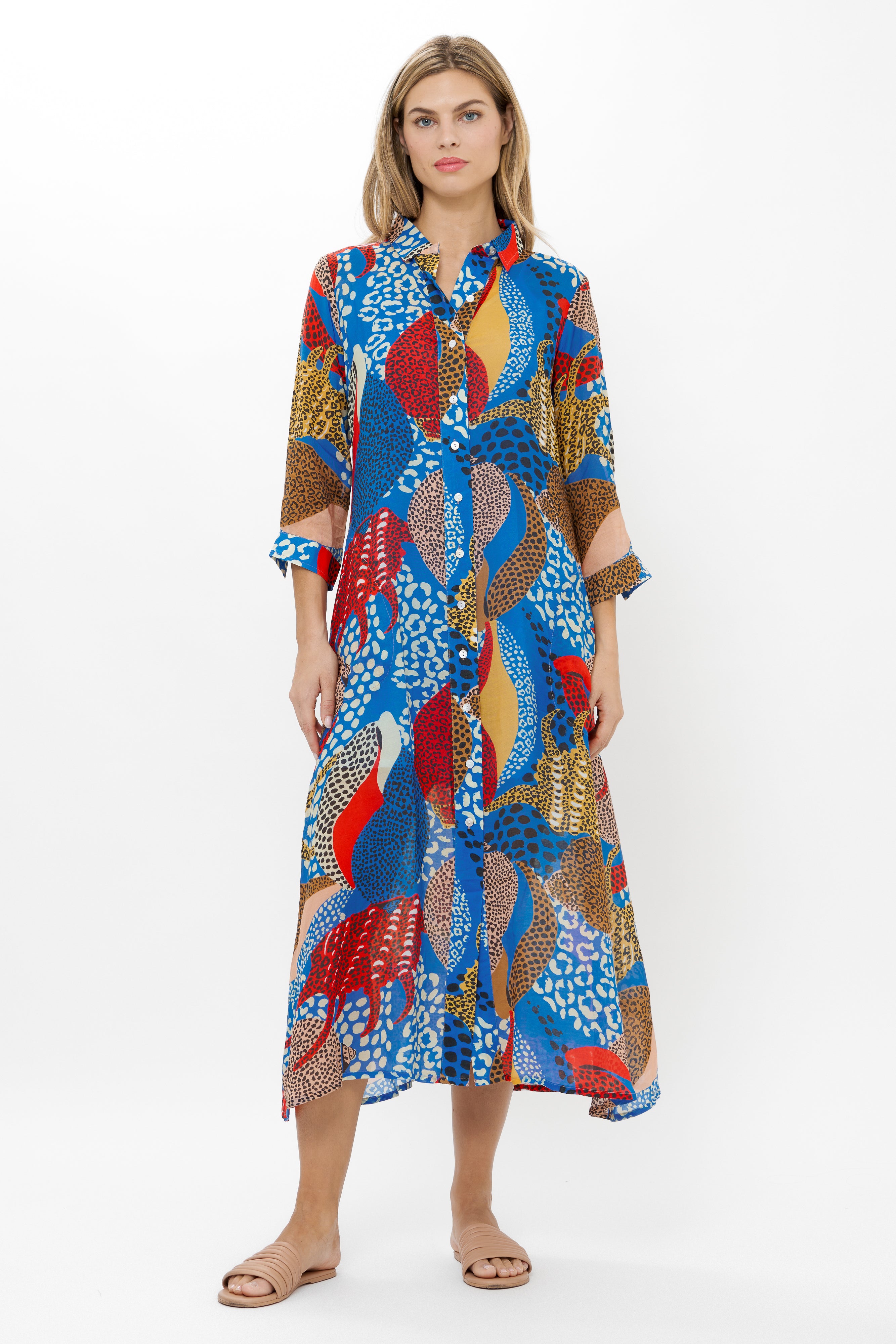 Shirt Dress Midi- Nautilus Blue