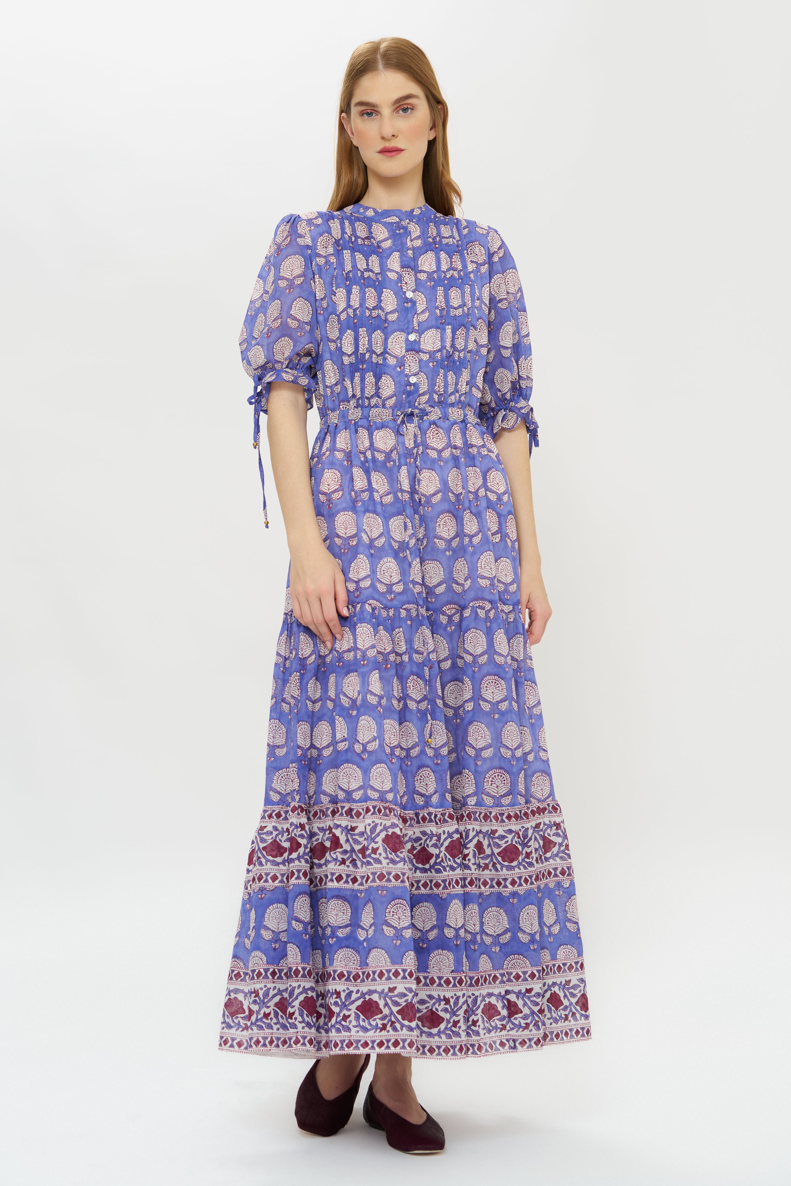 Cinched Pintuck Maxi- Trento Cobalt