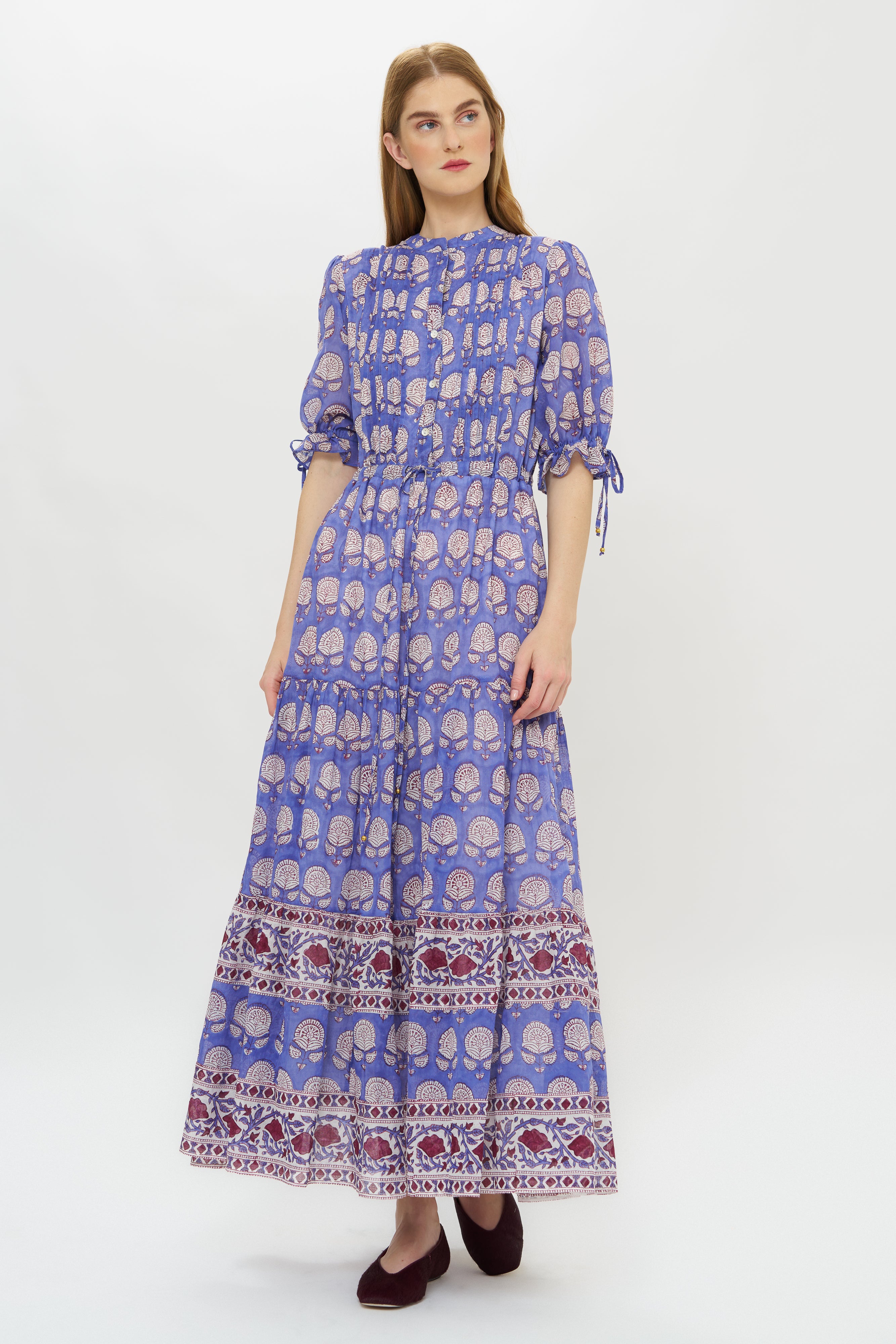 Cinched Pintuck Maxi- Trento Cobalt