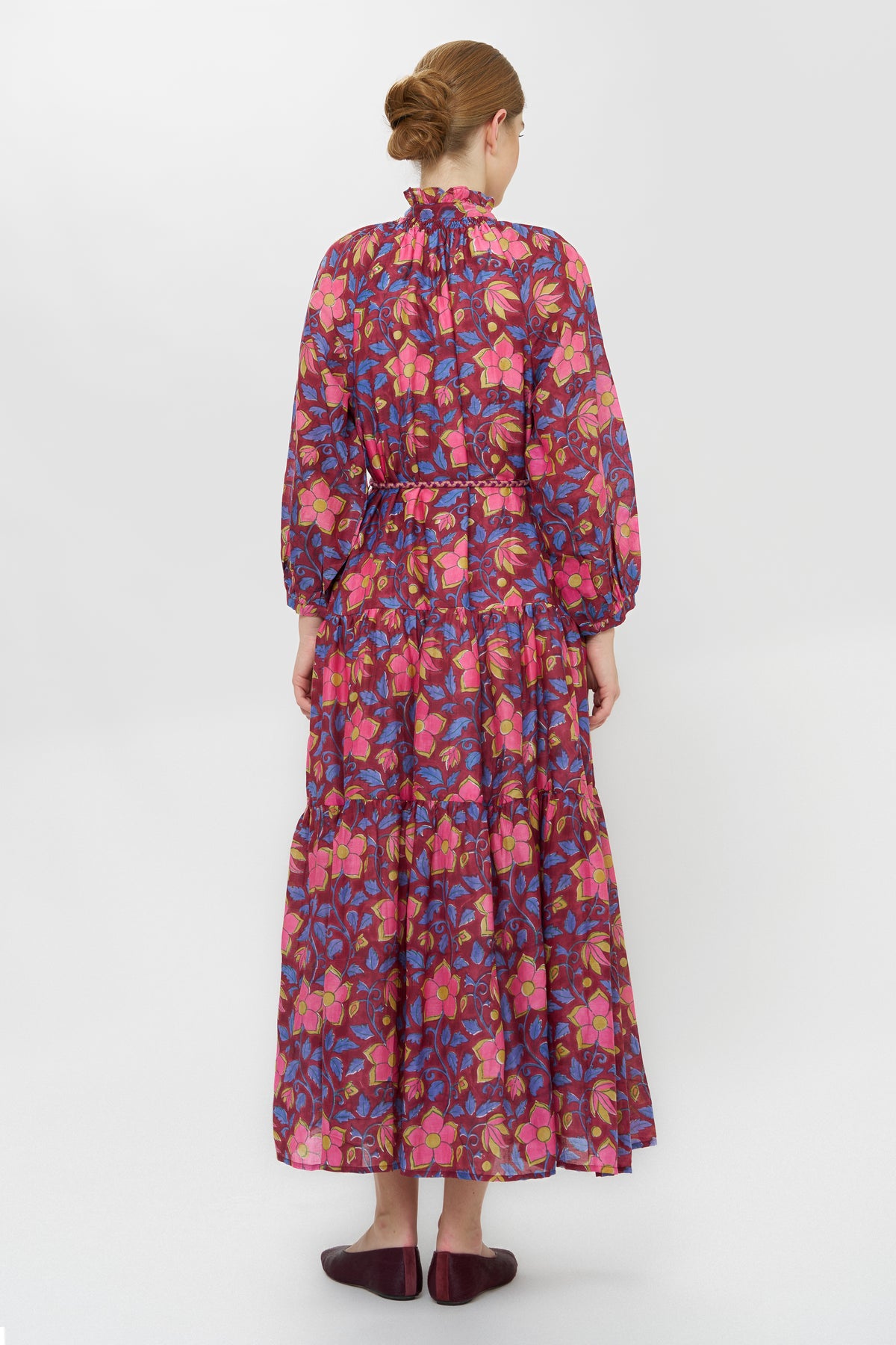 Cuff Sleeve Tie Waist Maxi- Kildare Plum