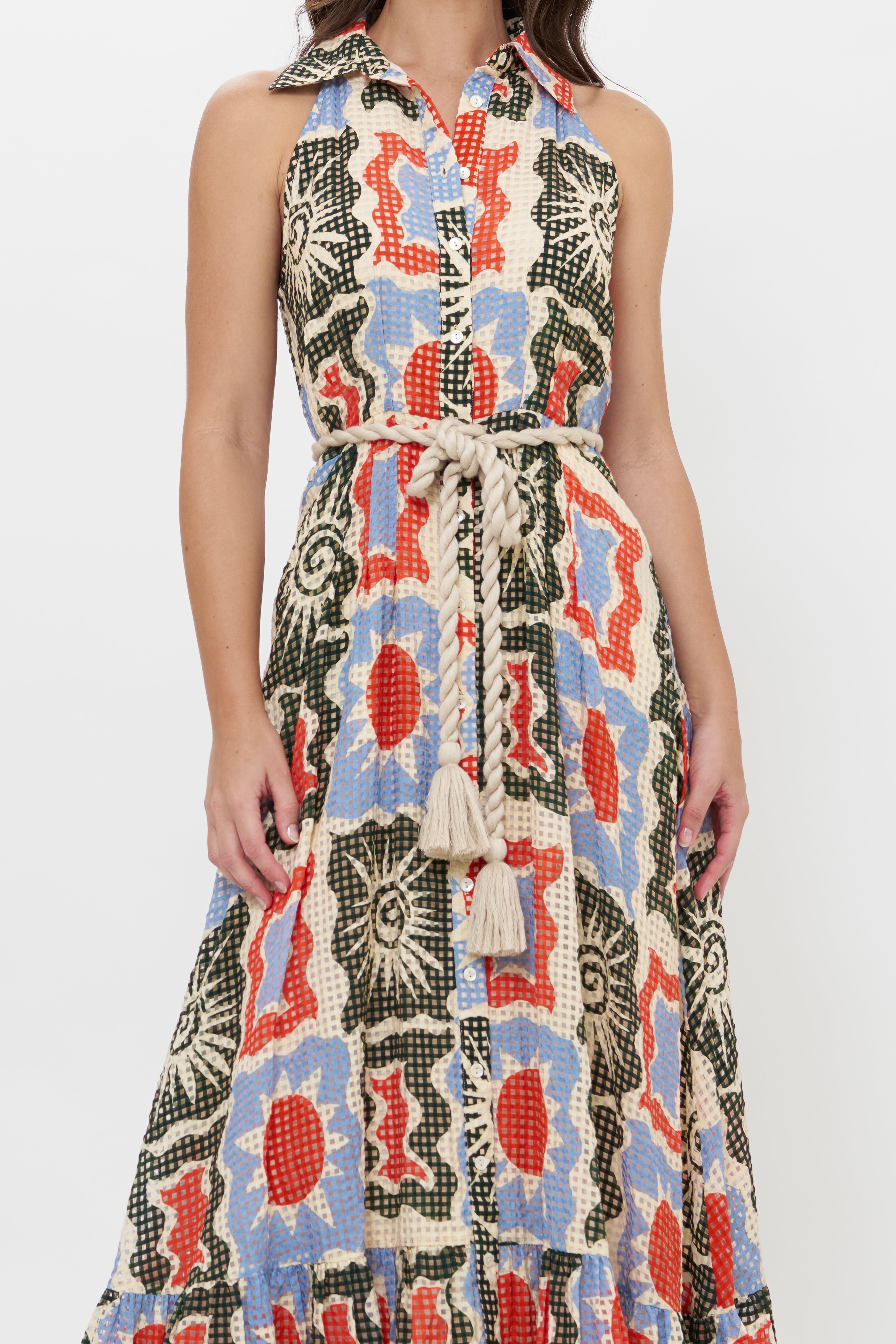 Sleeveless Shirt Dress Maxi- Helios Blue