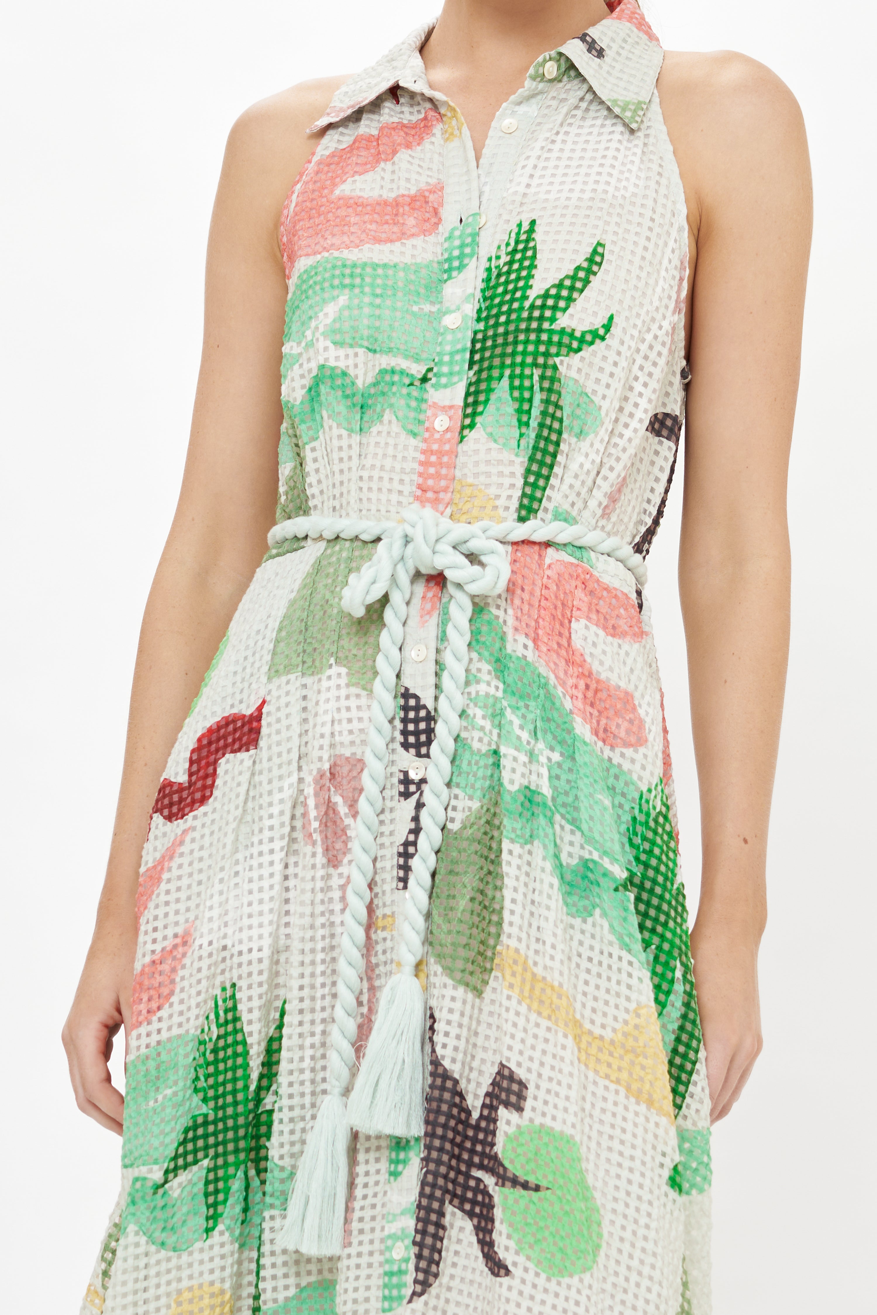 Sleeveless Shirt Dress Maxi- Paradiso Petal