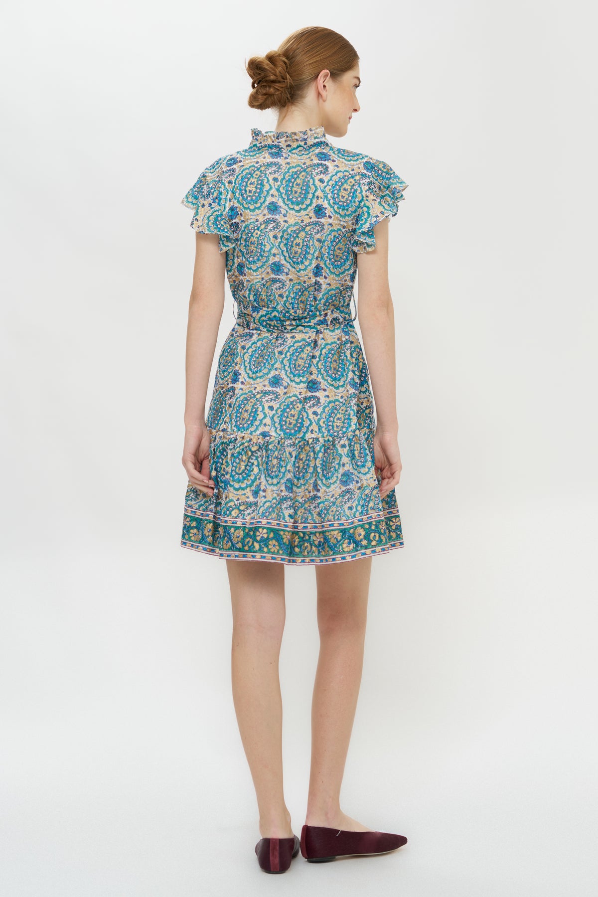 Ruffle Collar Button Mini- Izmir Teal