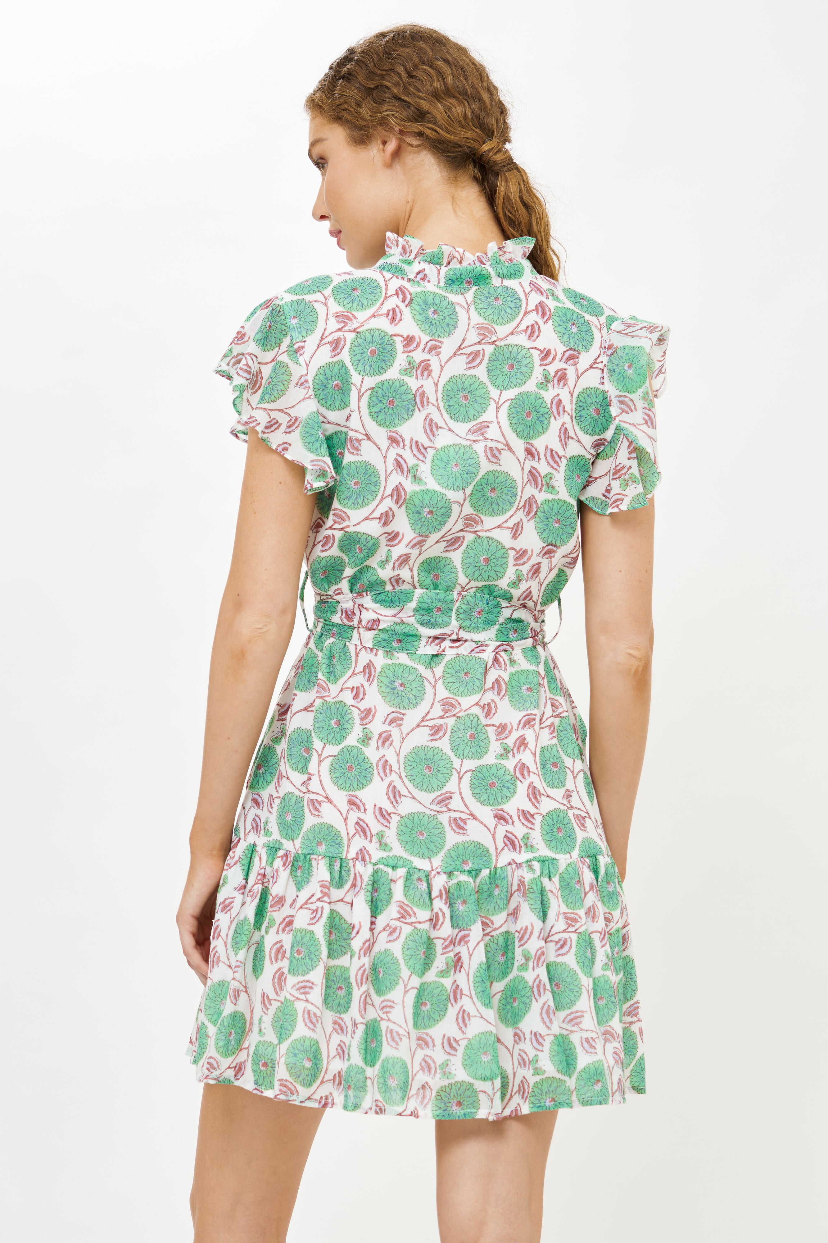 Ruffle Collar Button Mini- Monarch Green
