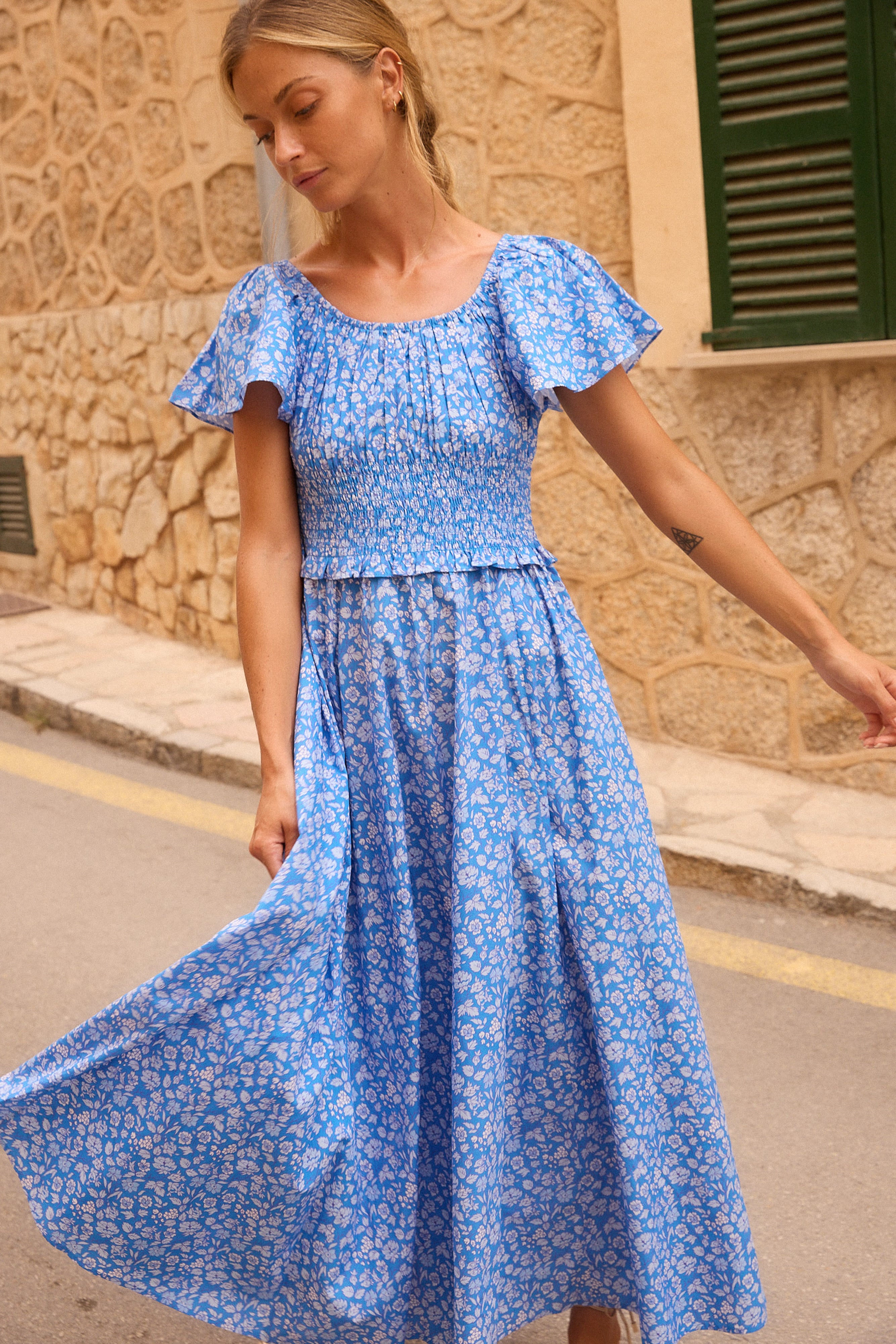 Liliana Dress- Ditsy Blue