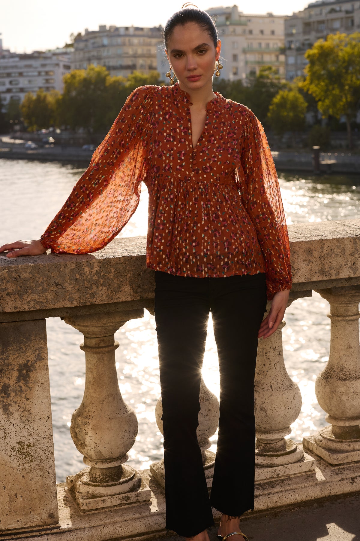 Mandarin Balloon Top- Leopard Toffee