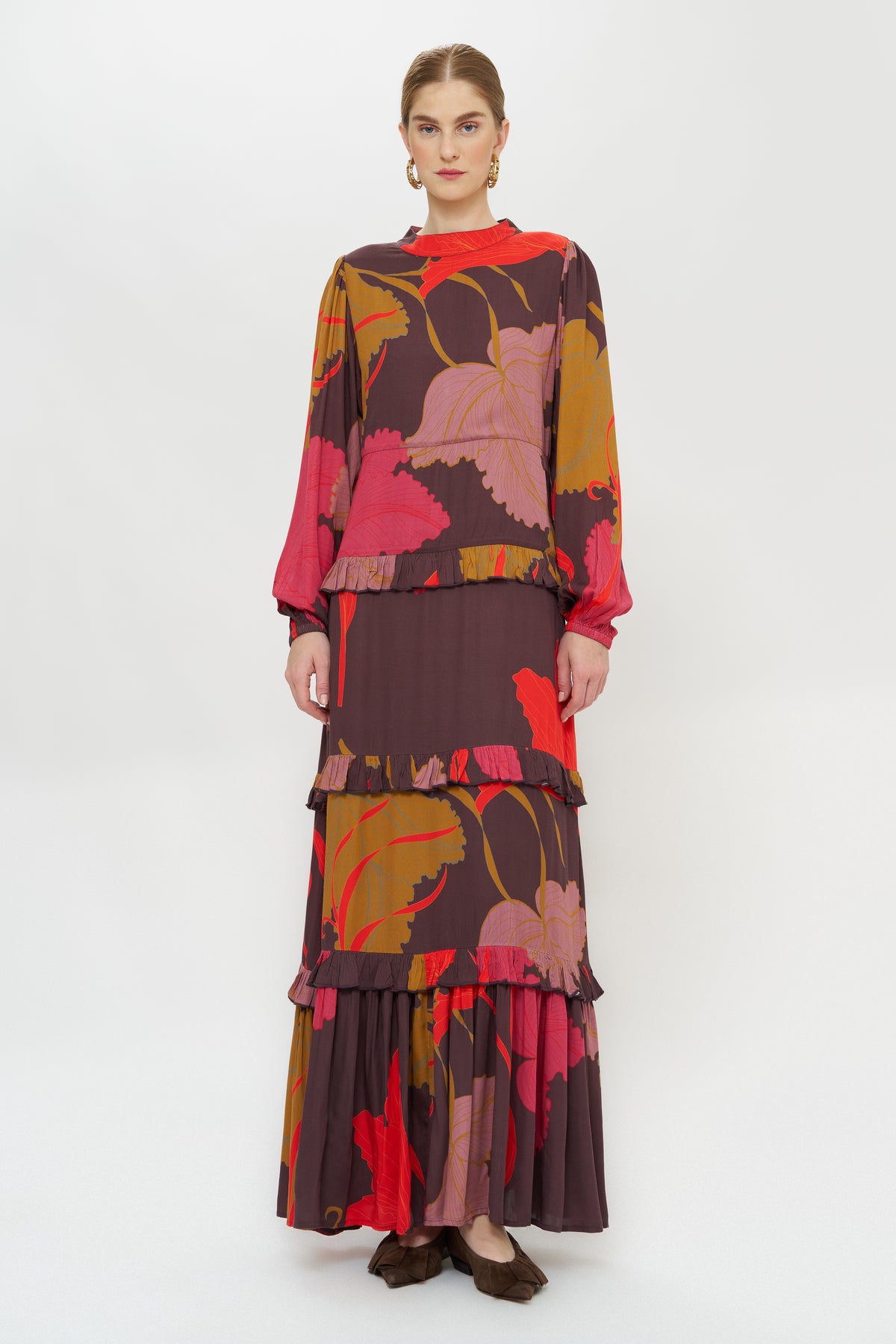 Mock Neck Maxi- Hague Brown