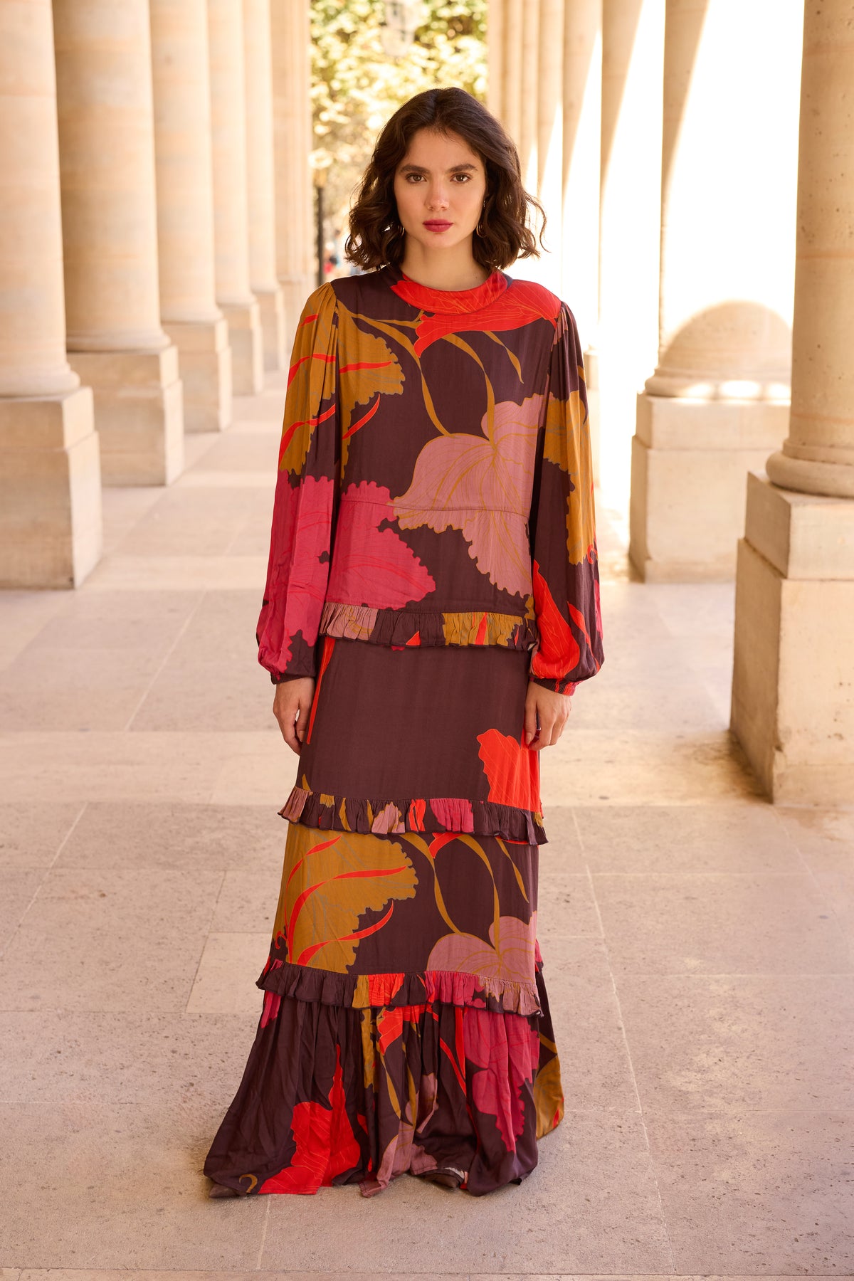 Mock Neck Maxi- Hague Brown