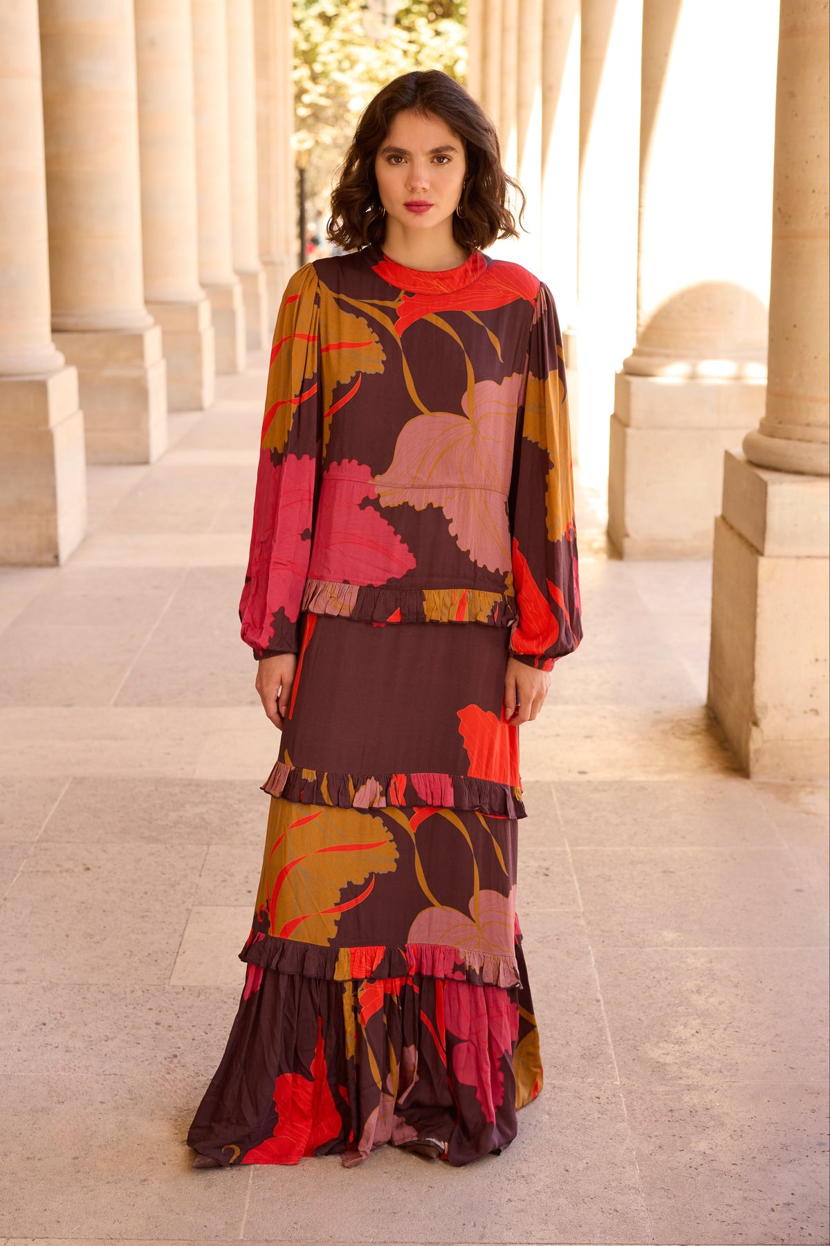 Mock Neck Maxi- Hague Brown