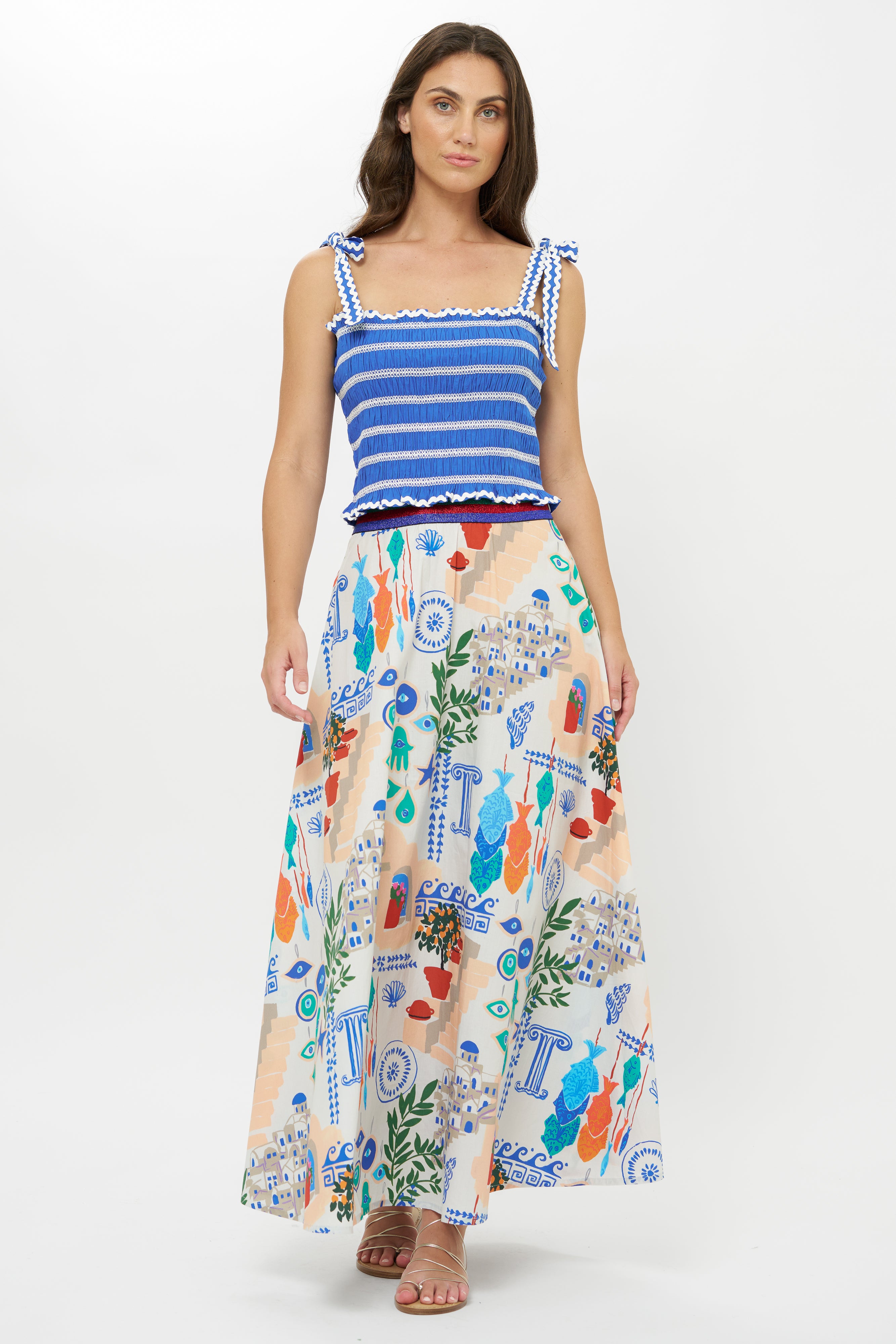 Swing Skirt- Corfu Blue