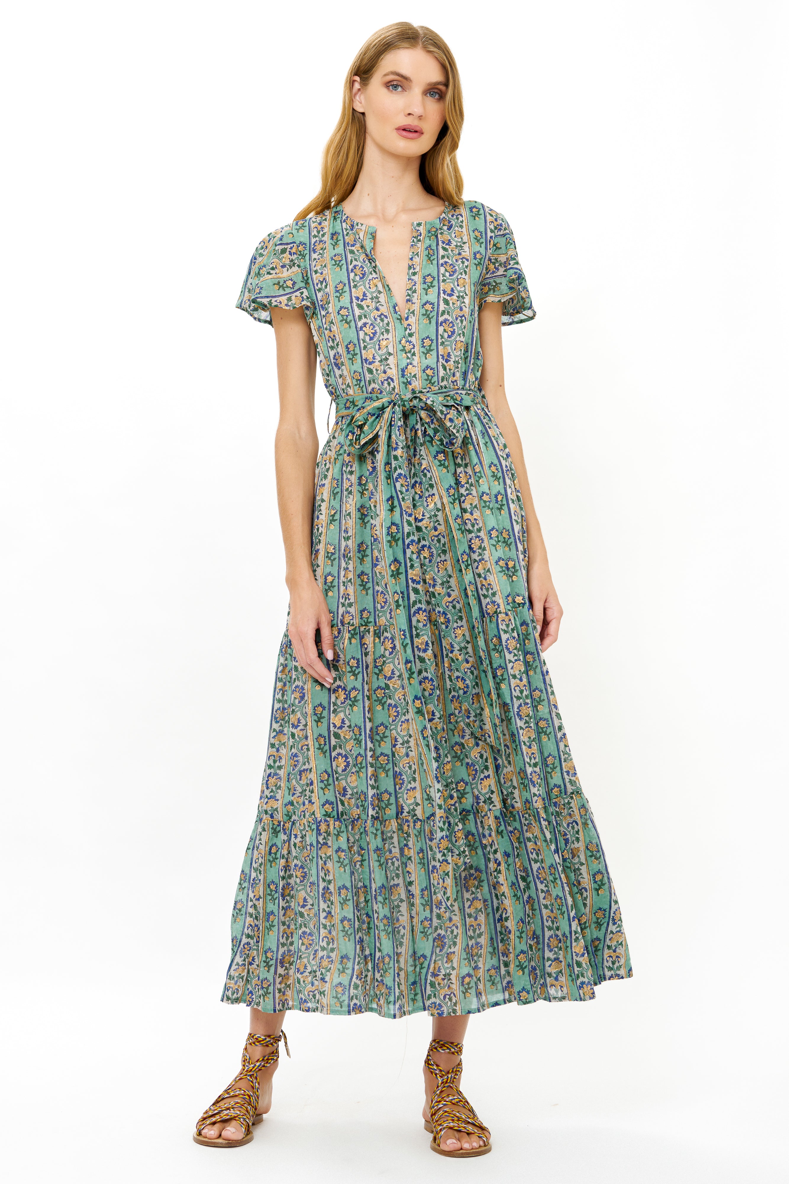 V-Neck Maxi- Taj Aqua