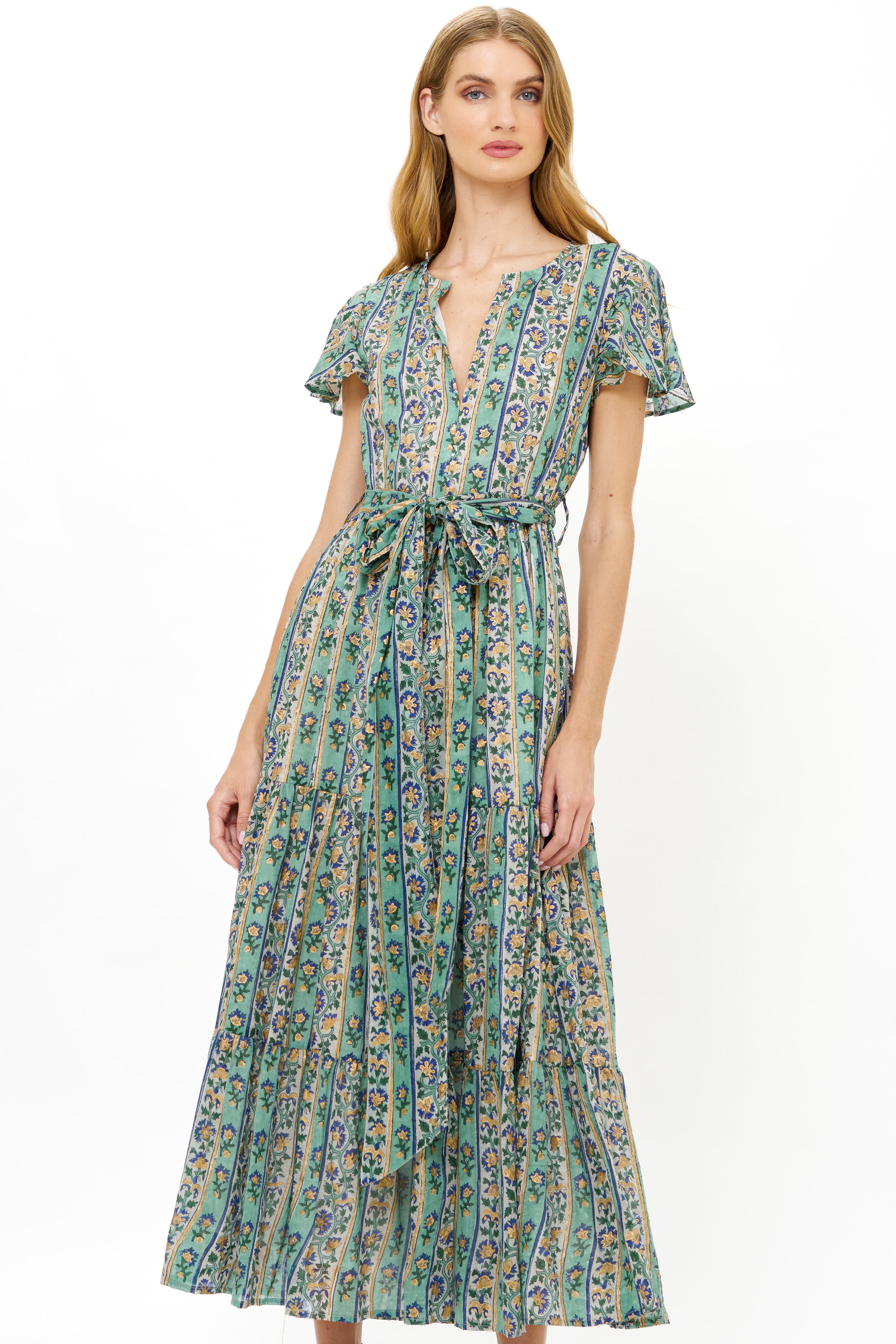 V-Neck Maxi- Taj Aqua