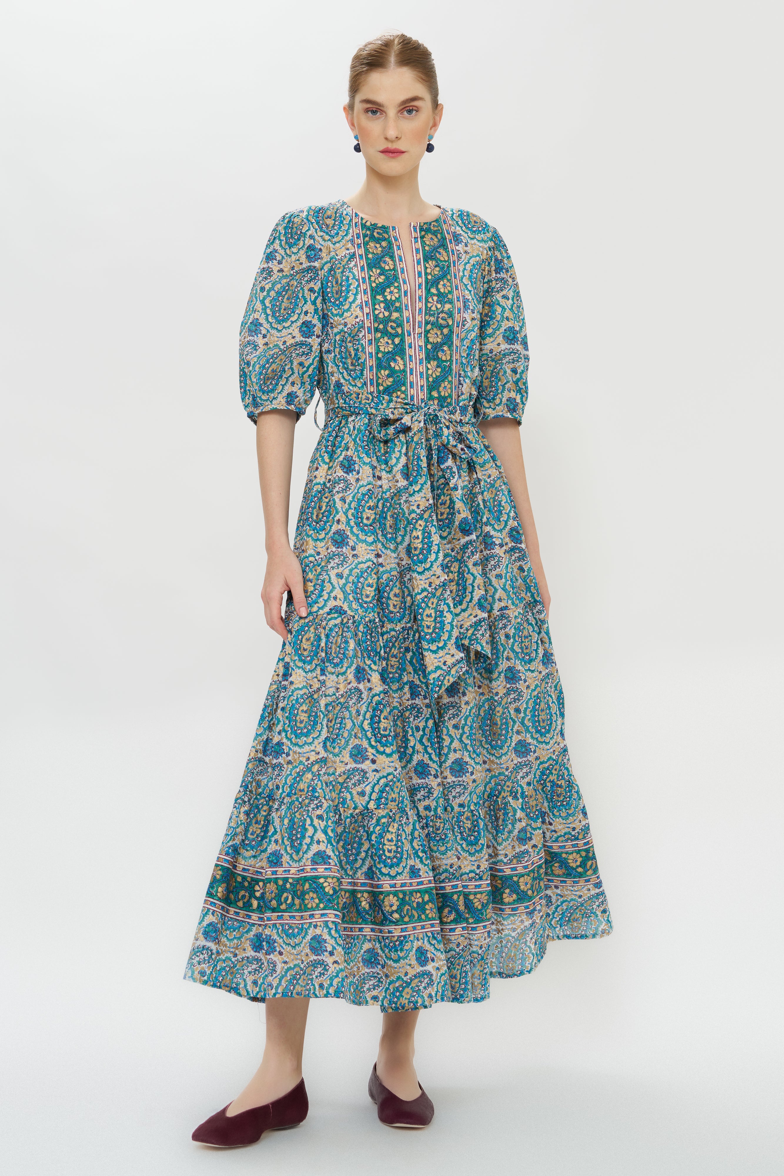 Puff Sleeve Maxi- Izmir Teal