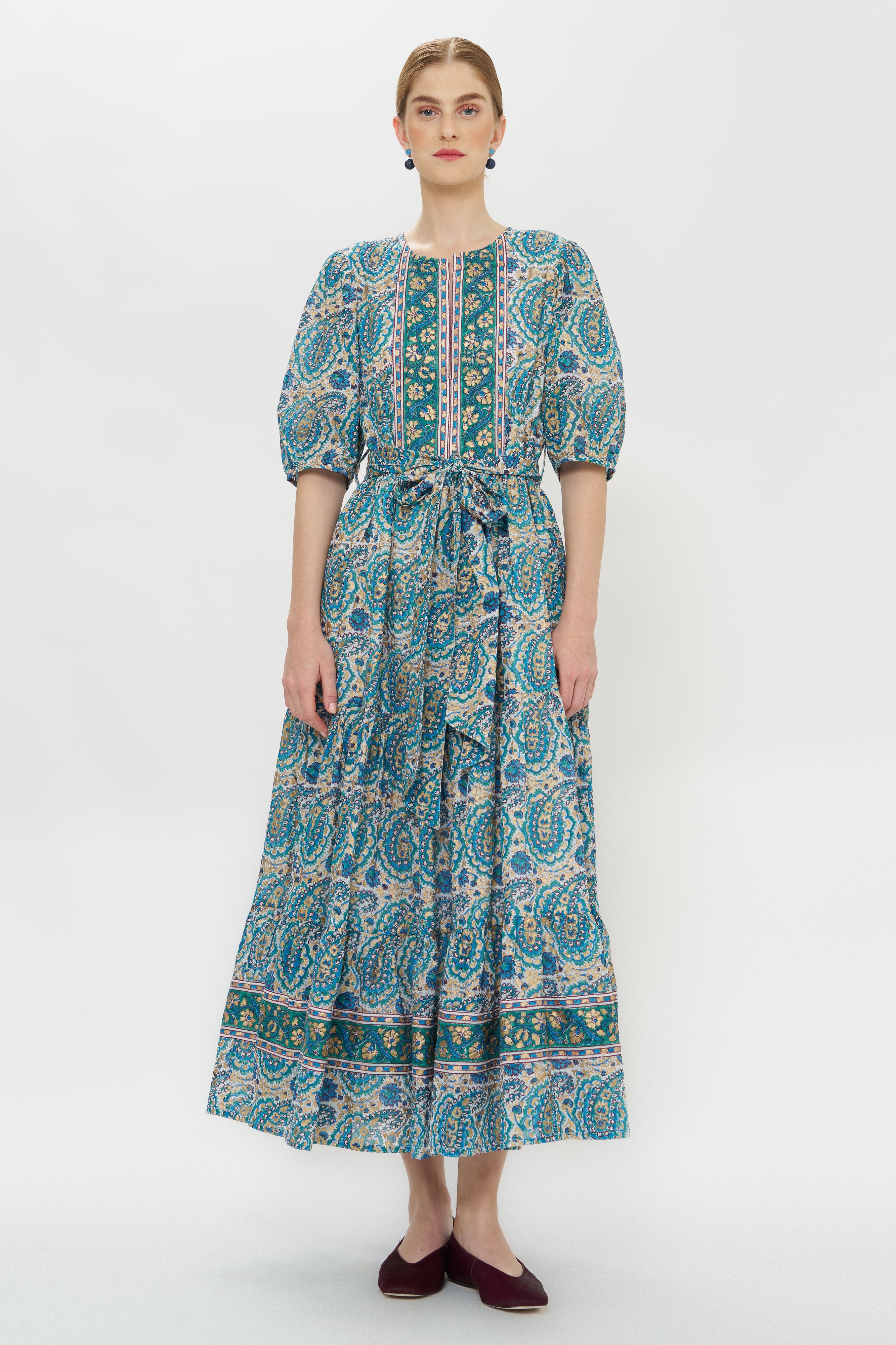 Puff Sleeve Maxi- Izmir Teal