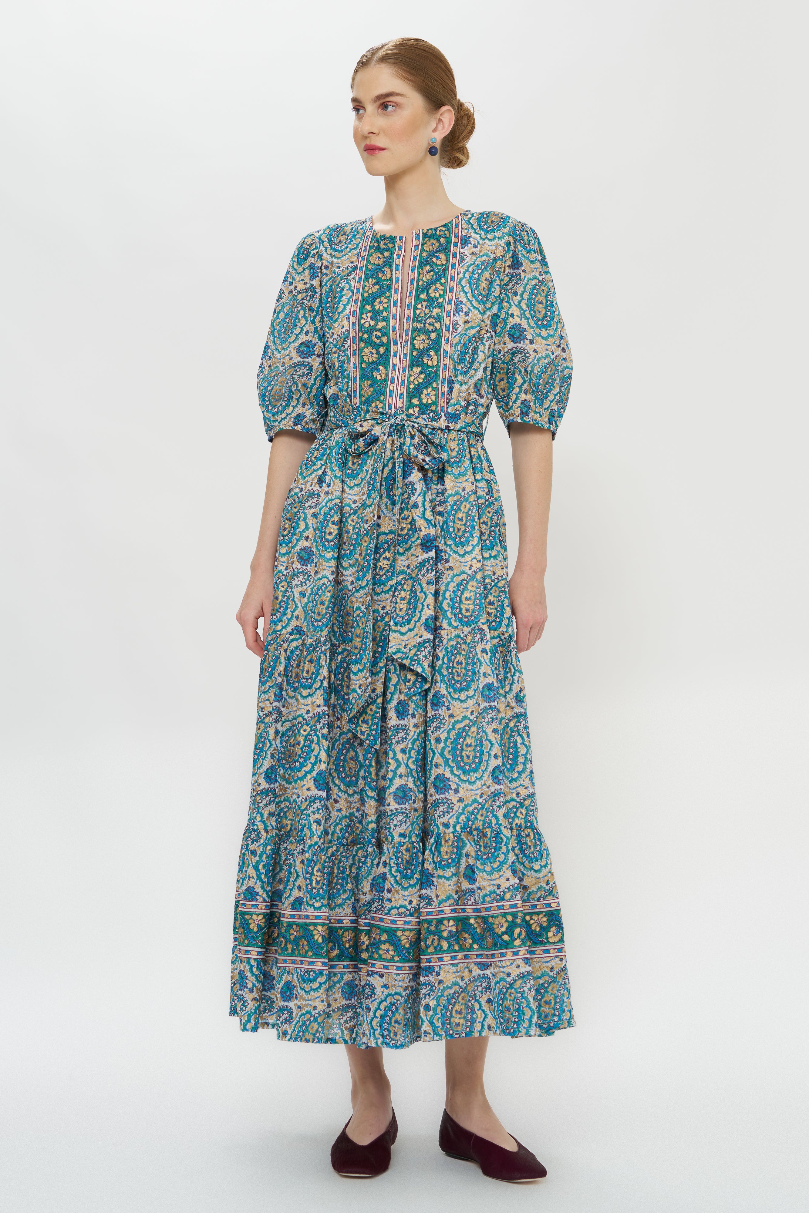 Puff Sleeve Maxi- Izmir Teal