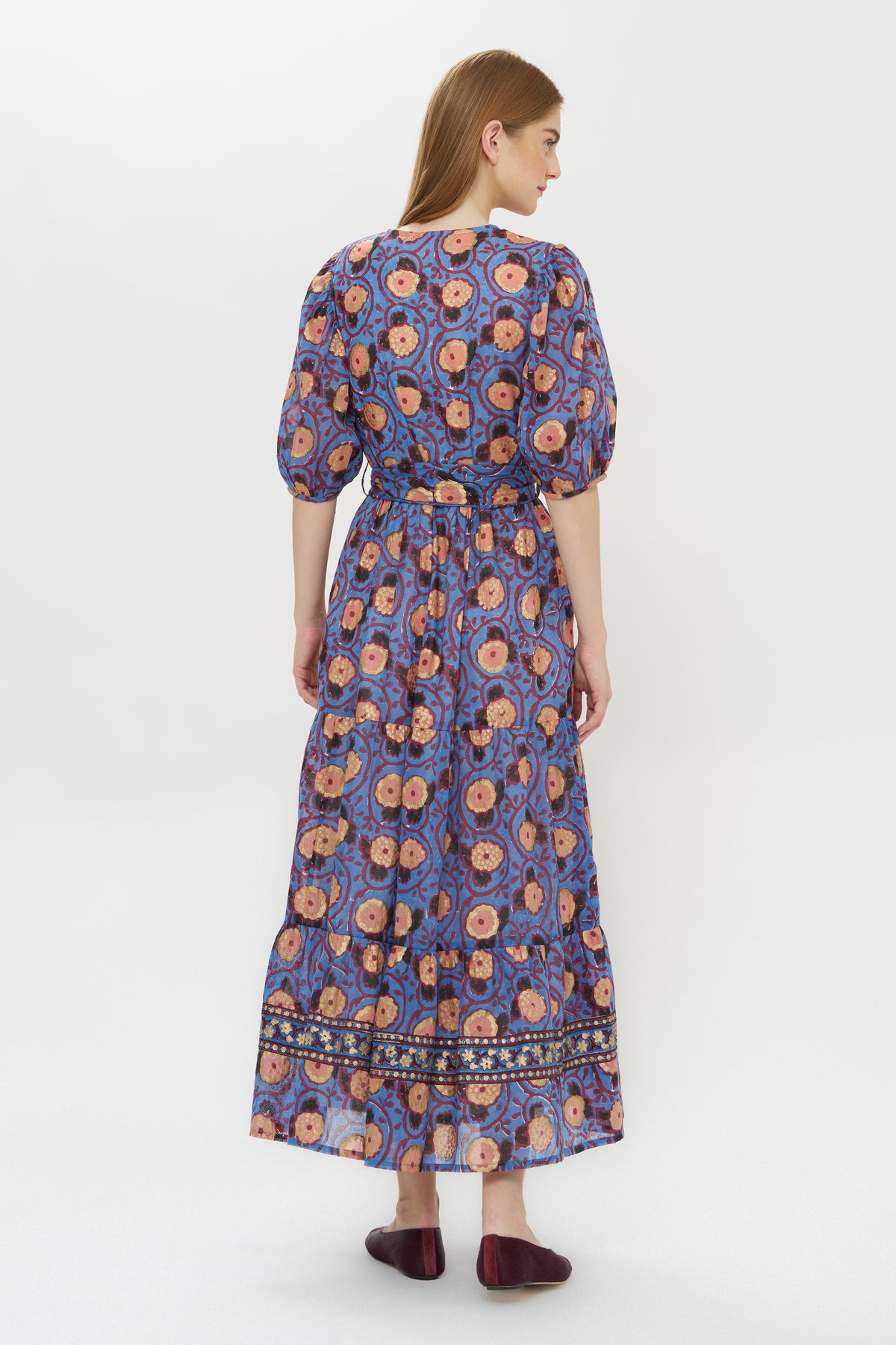 Puff Sleeve Maxi- Verona Blue