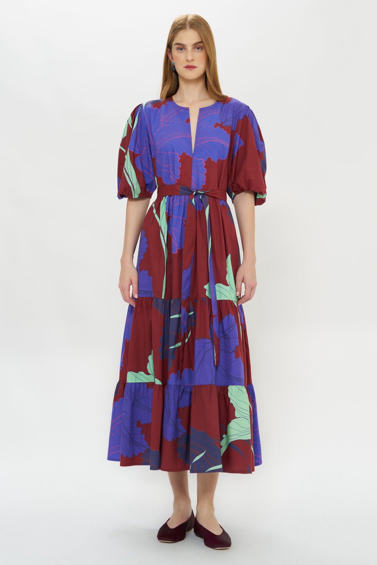 Puff Sleeve Maxi- Hague Cobalt