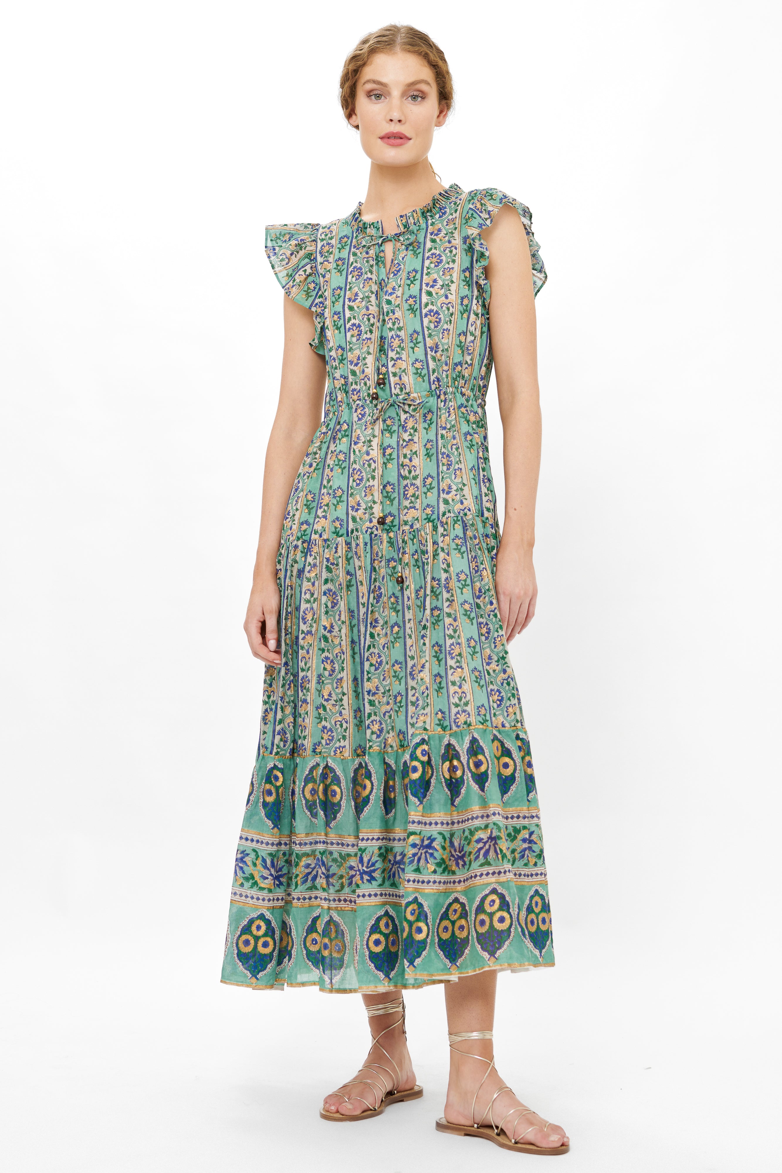 Cinched Flirty Midi- Taj Aqua