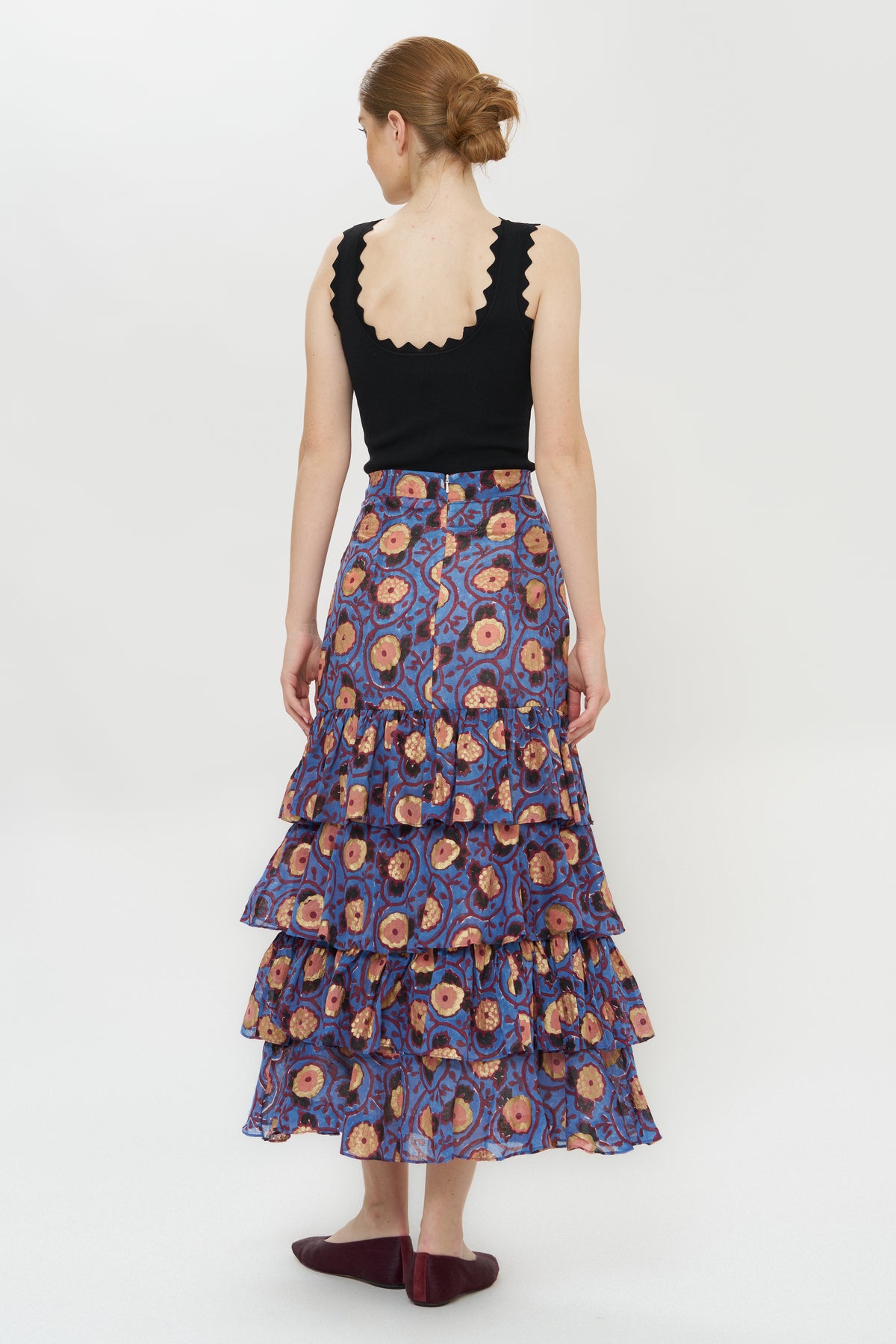 Ruffle Maxi Skirt- Verona Blue