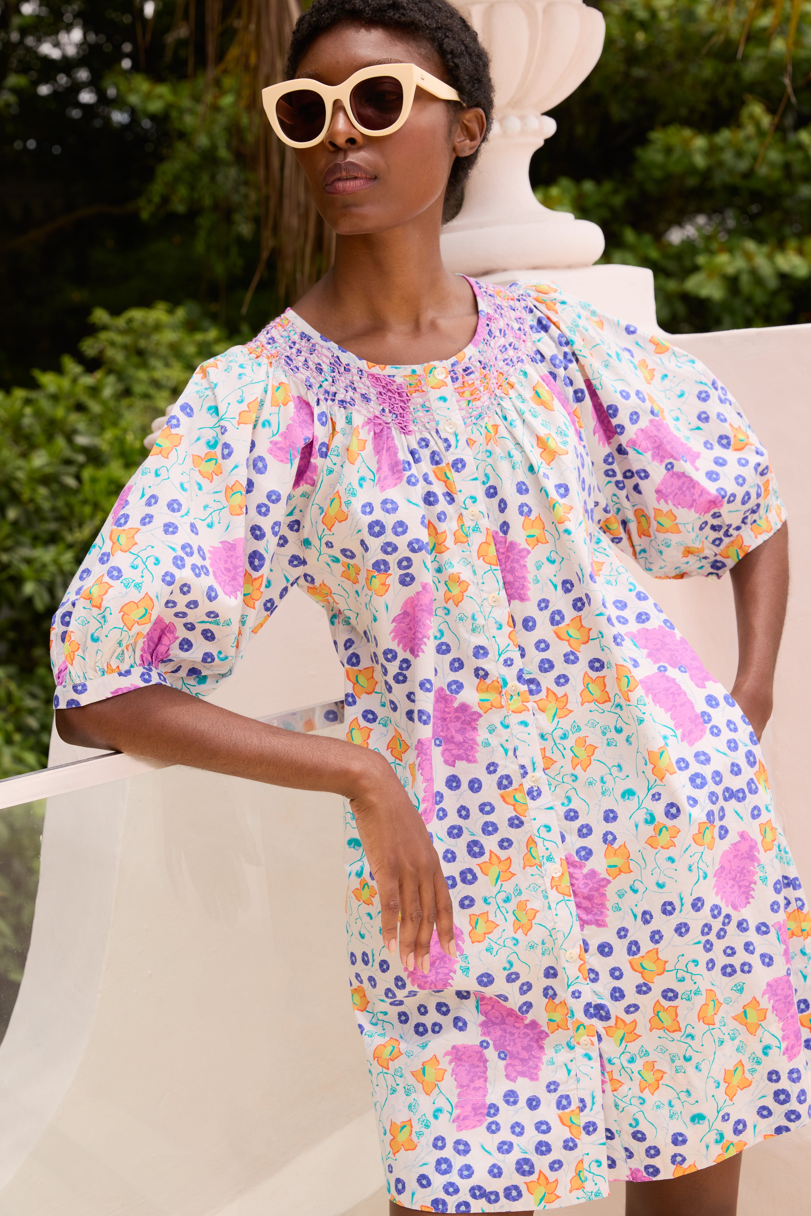 Embroidered Button Mini- Fleur Lilac