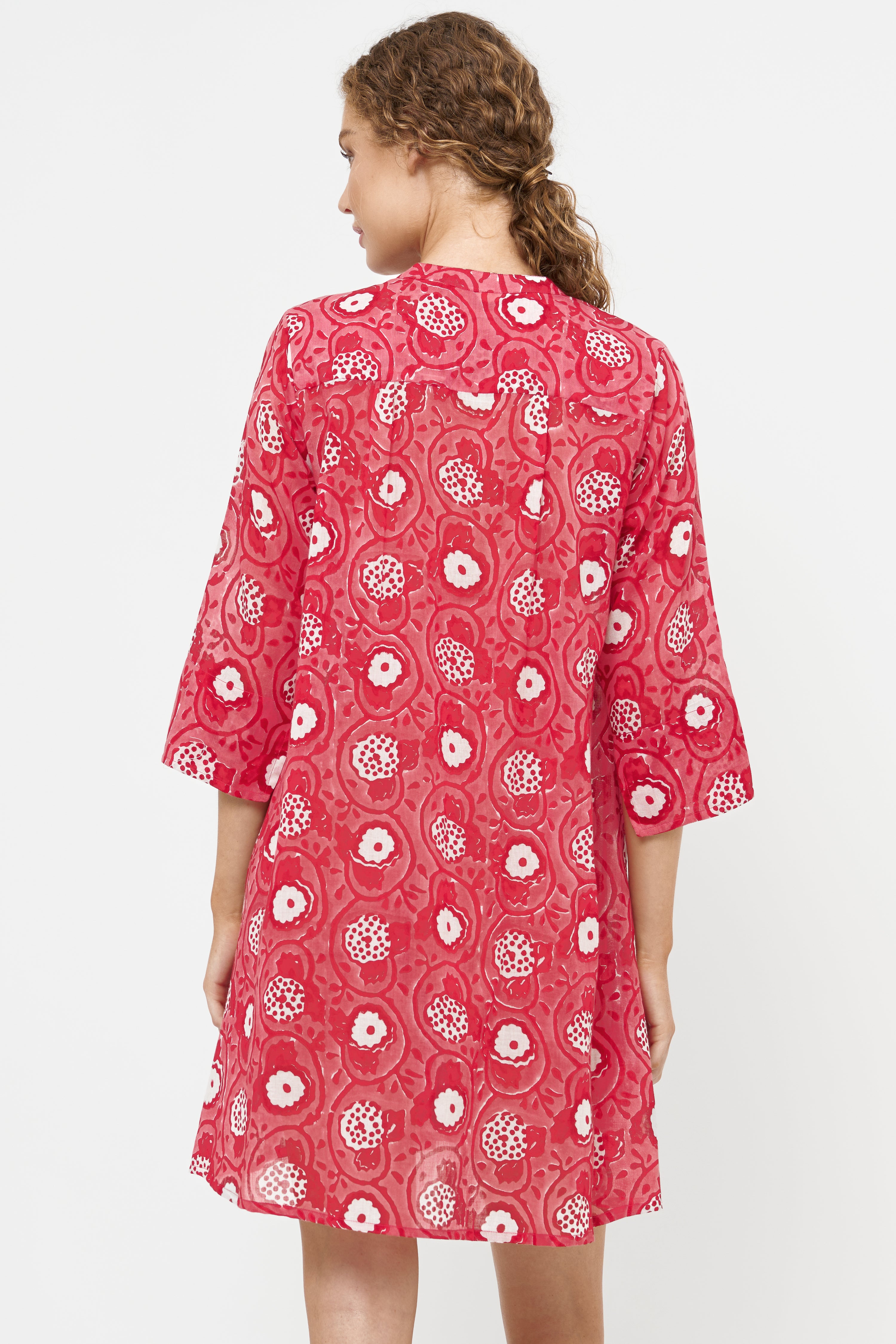 3/4 Sleeve Pintuck Dress- Ambrosia Red