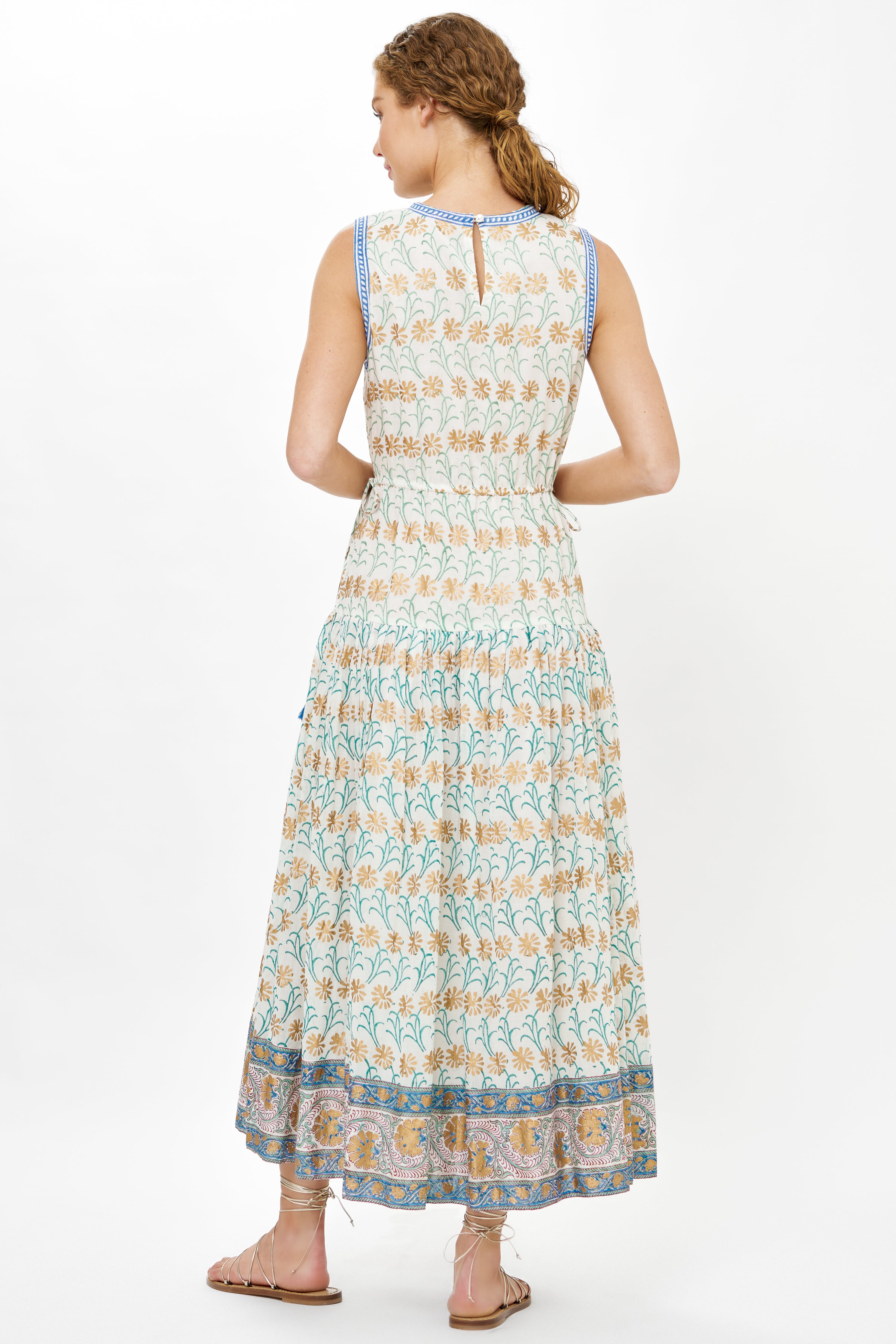 Sleeveless Piped Maxi- Geneva Green