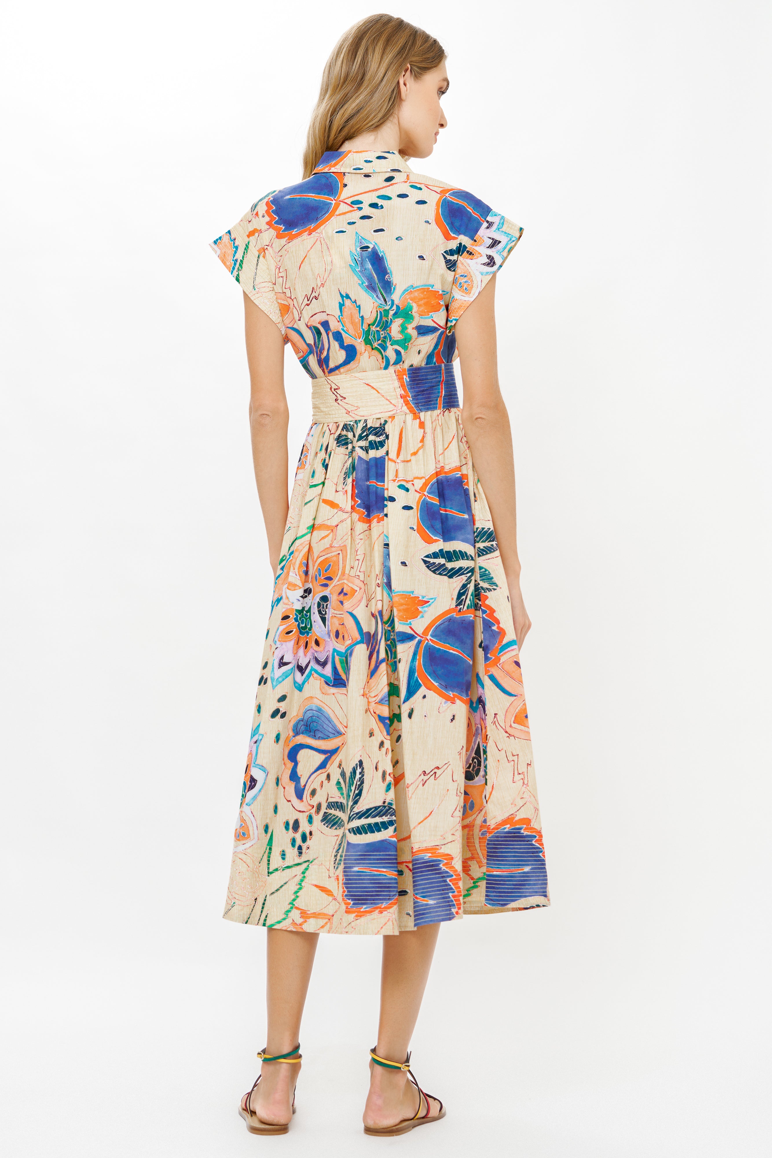 Belted Shirt Dress- Antico Cream