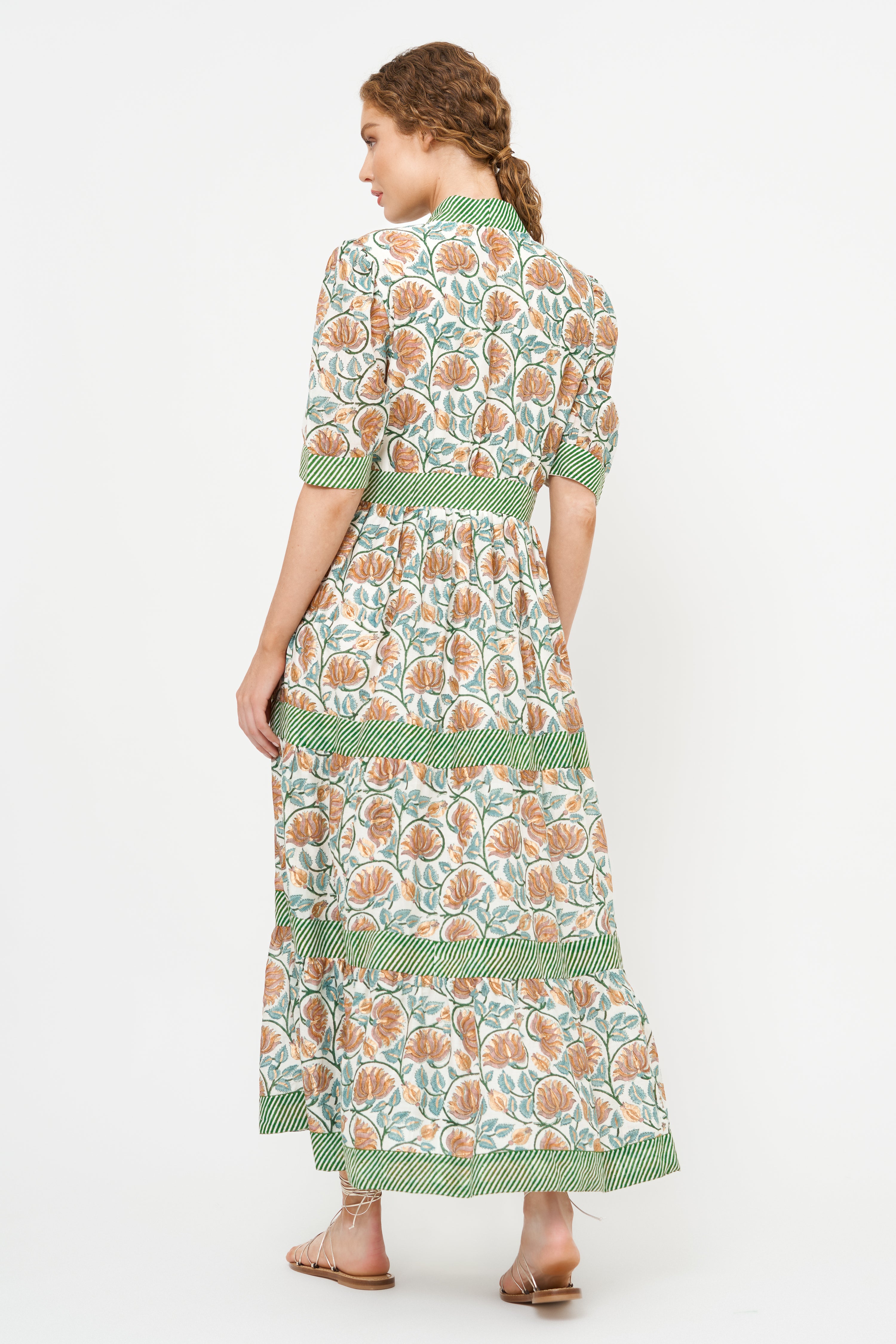 V-Neck Cuffed Maxi- Montenegro Green