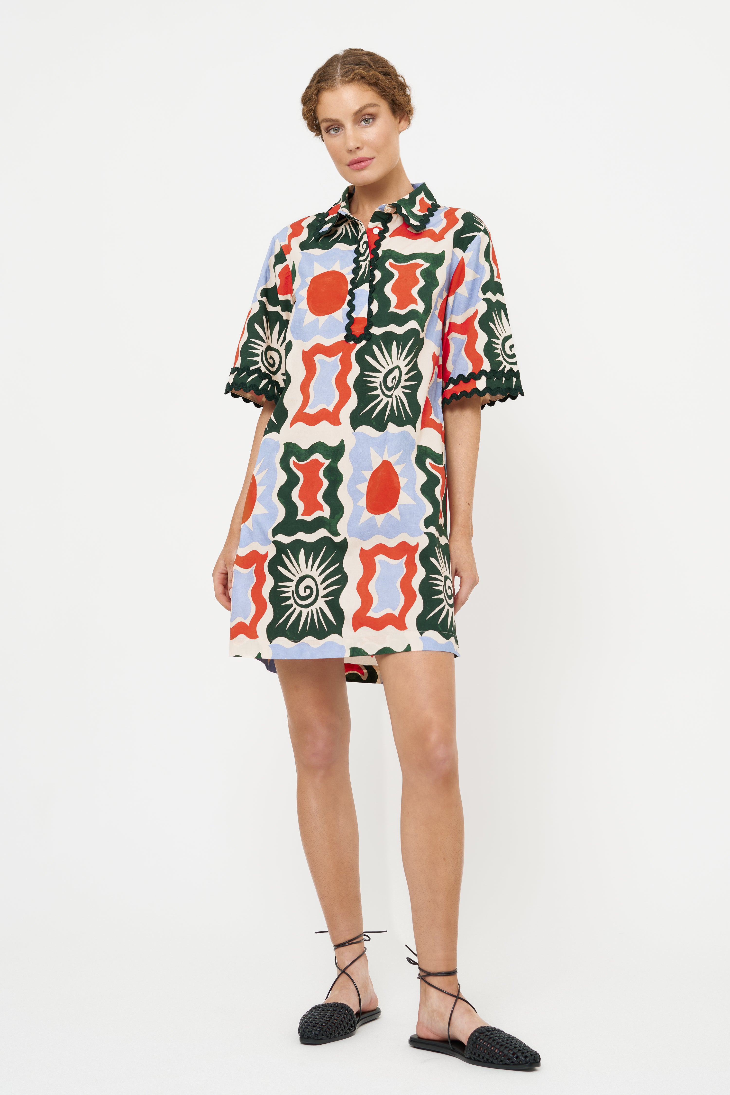 Collared Shirt Dress Mini- Helios Blue