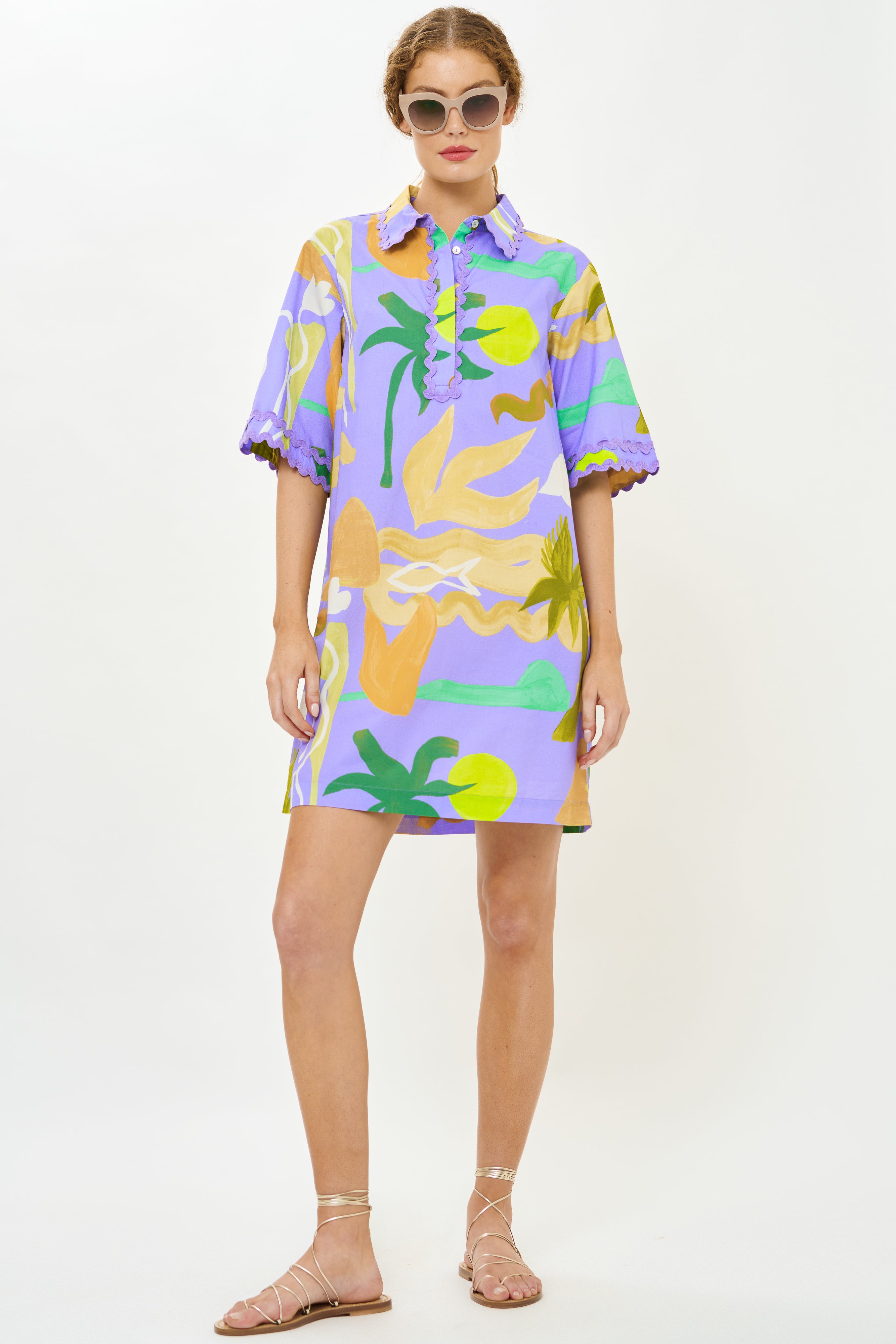 Collared Shirt Dress Mini- Paradiso Blue