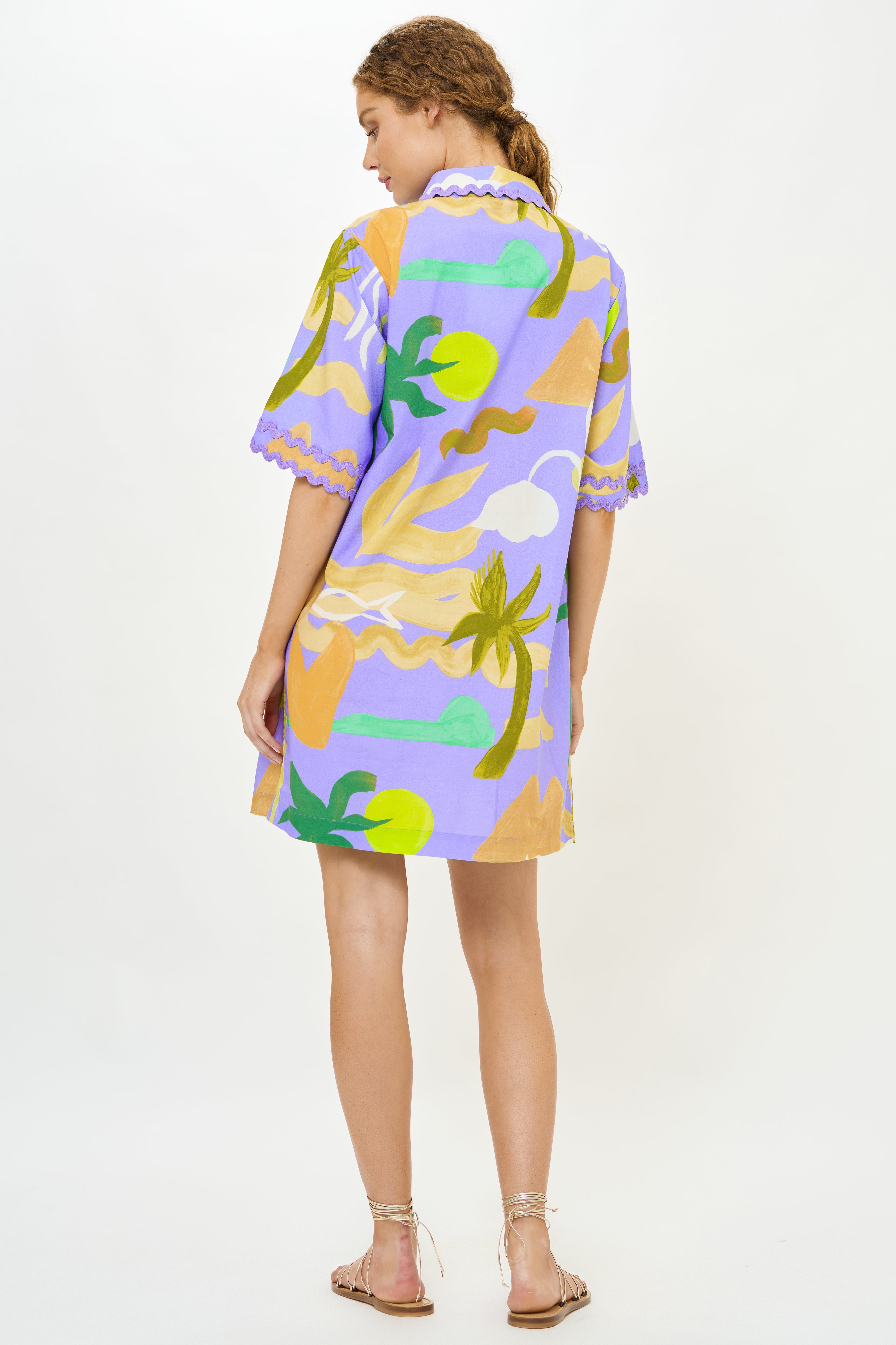 Collared Shirt Dress Mini- Paradiso Blue