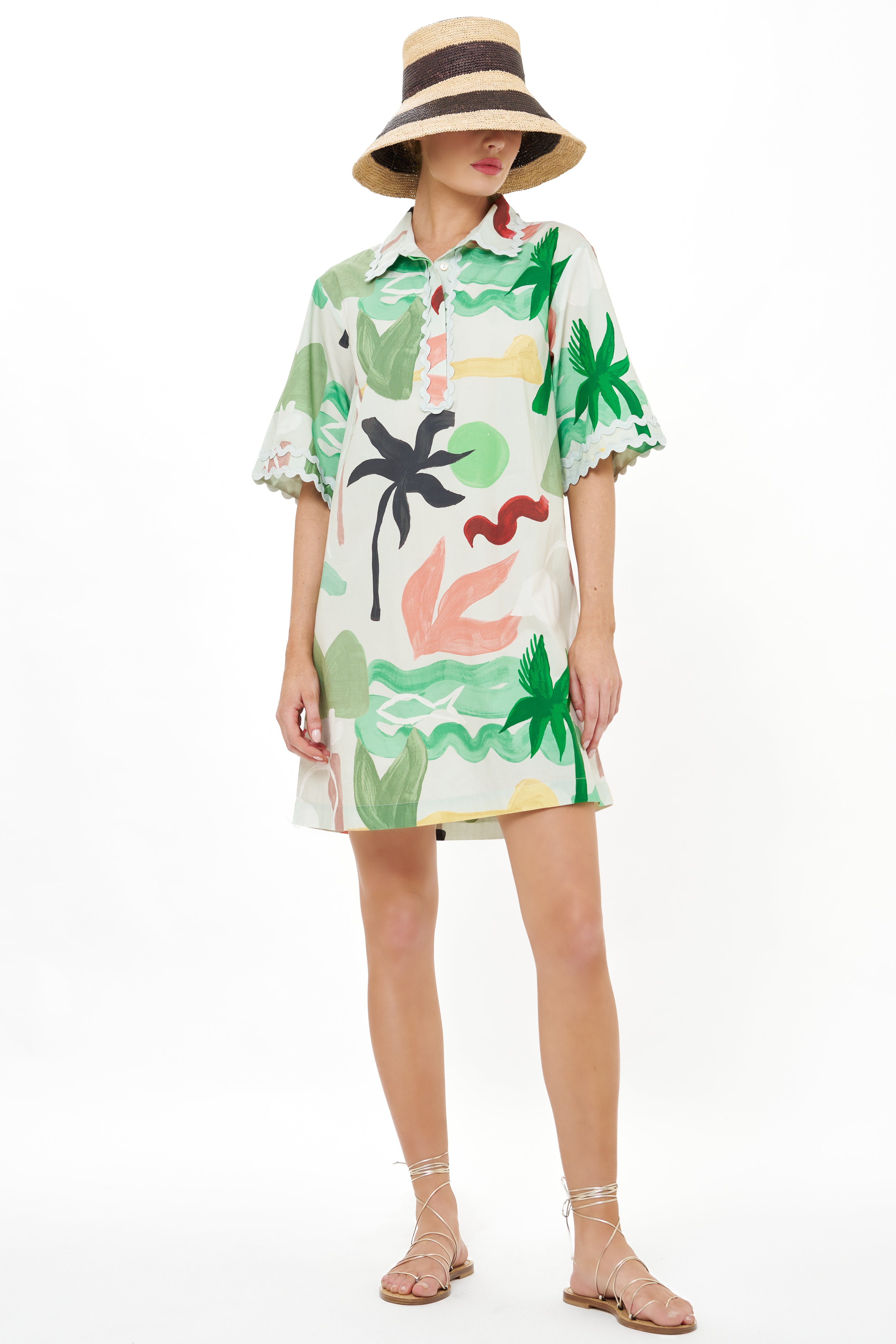 Collared Shirt Dress Mini- Paradiso Petal