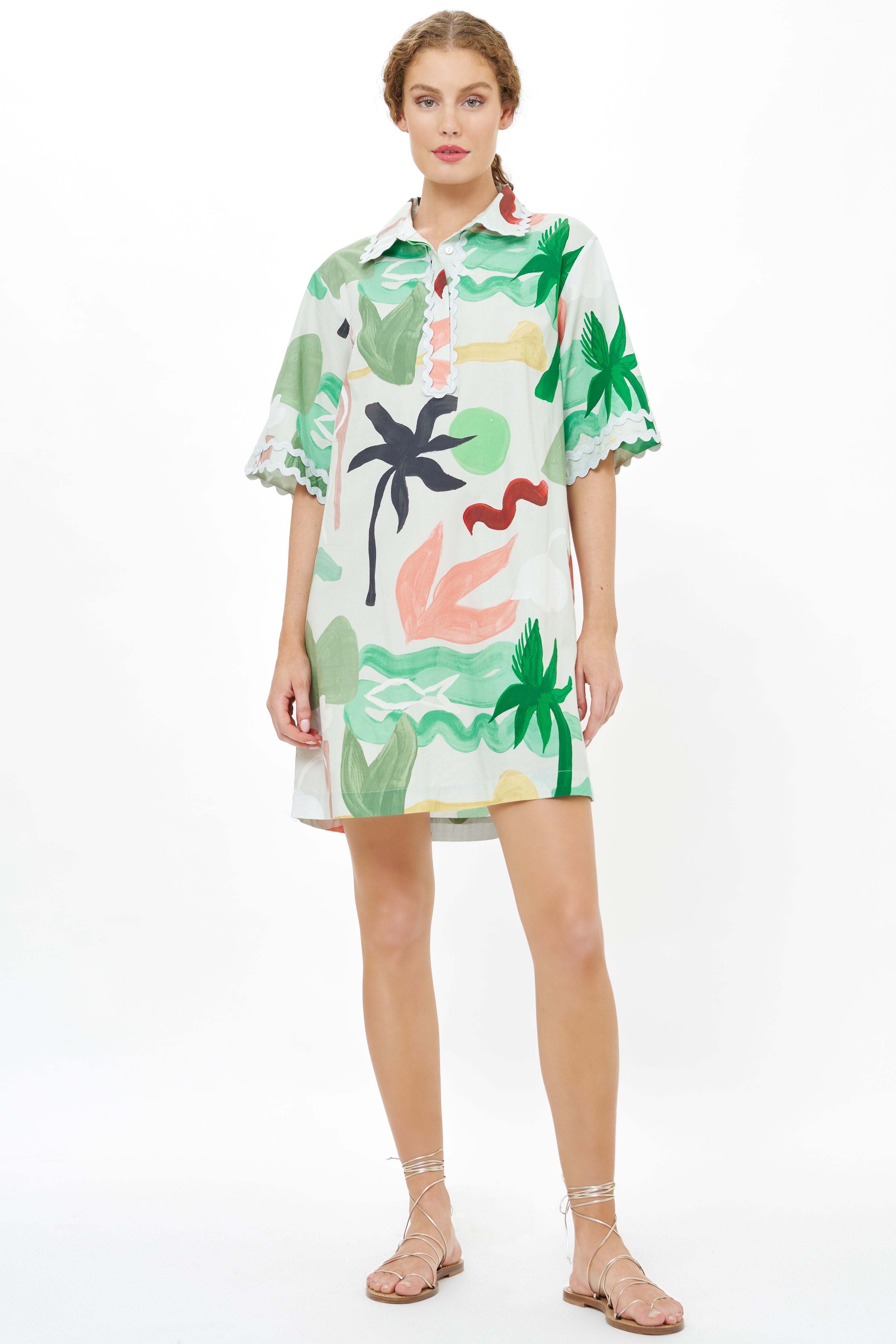Collared Shirt Dress Mini- Paradiso Petal