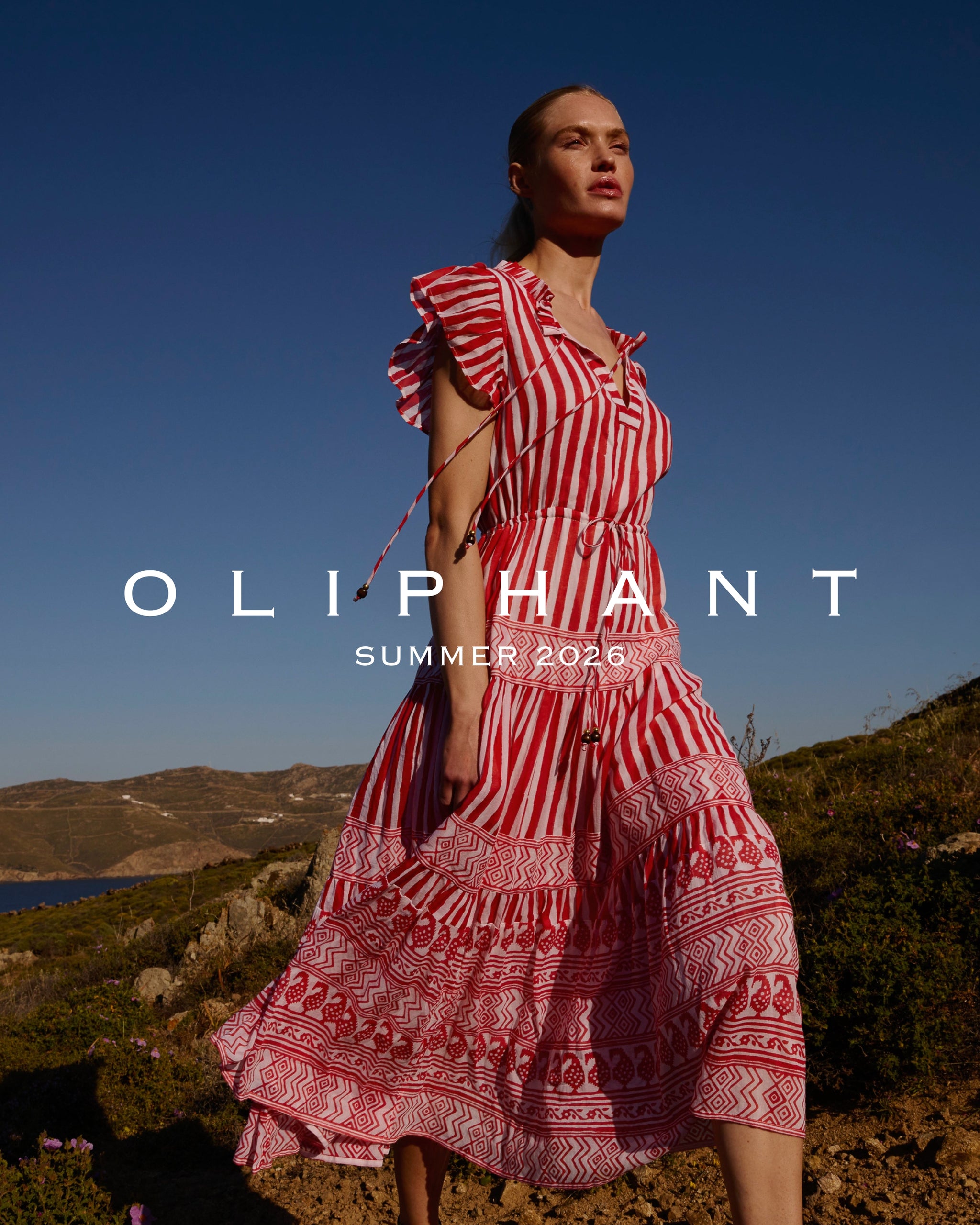 oliphant red dress Sleeveless Smocked Maxi- Santorini Red