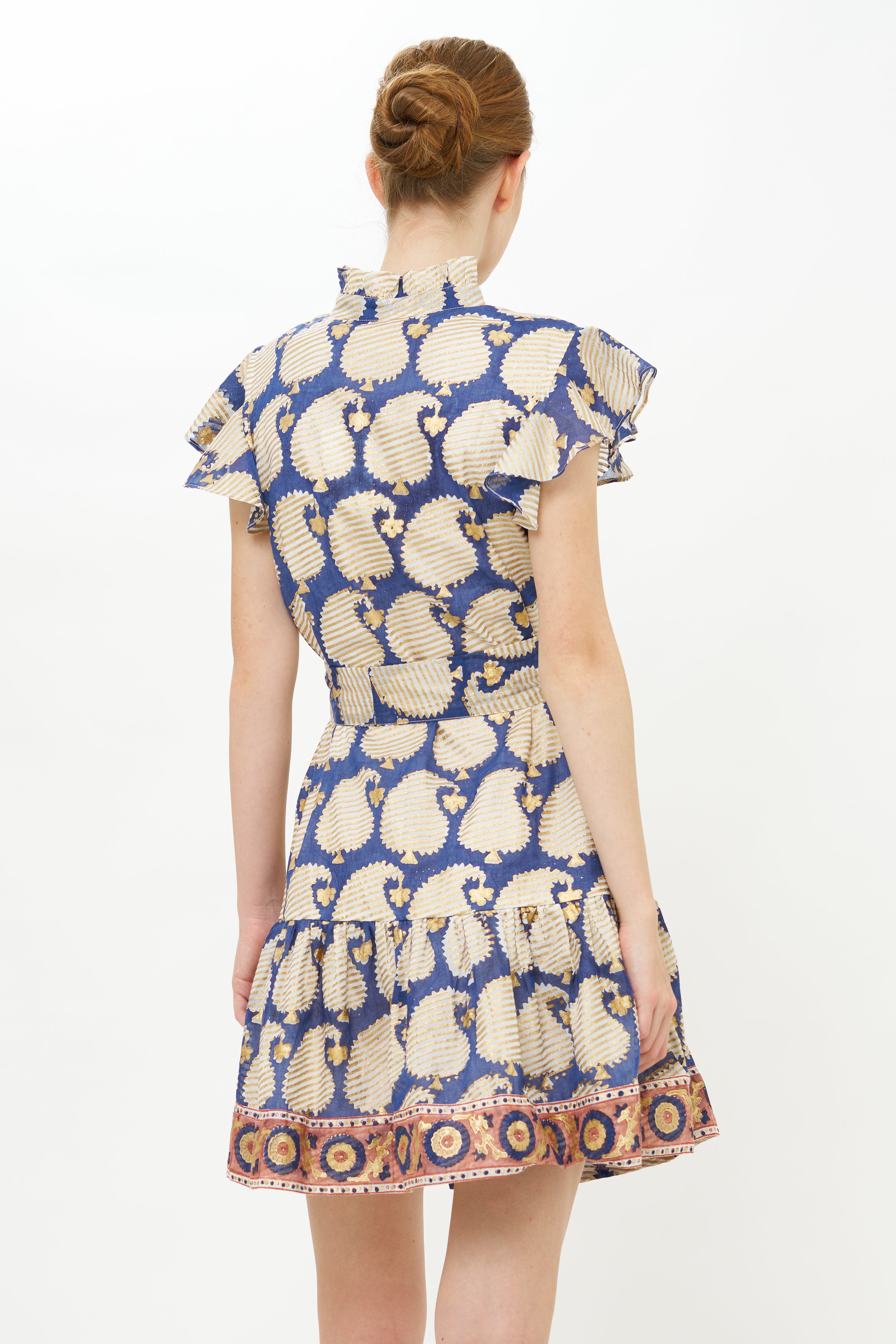 Ruffle Collar Button Mini- Agra Navy