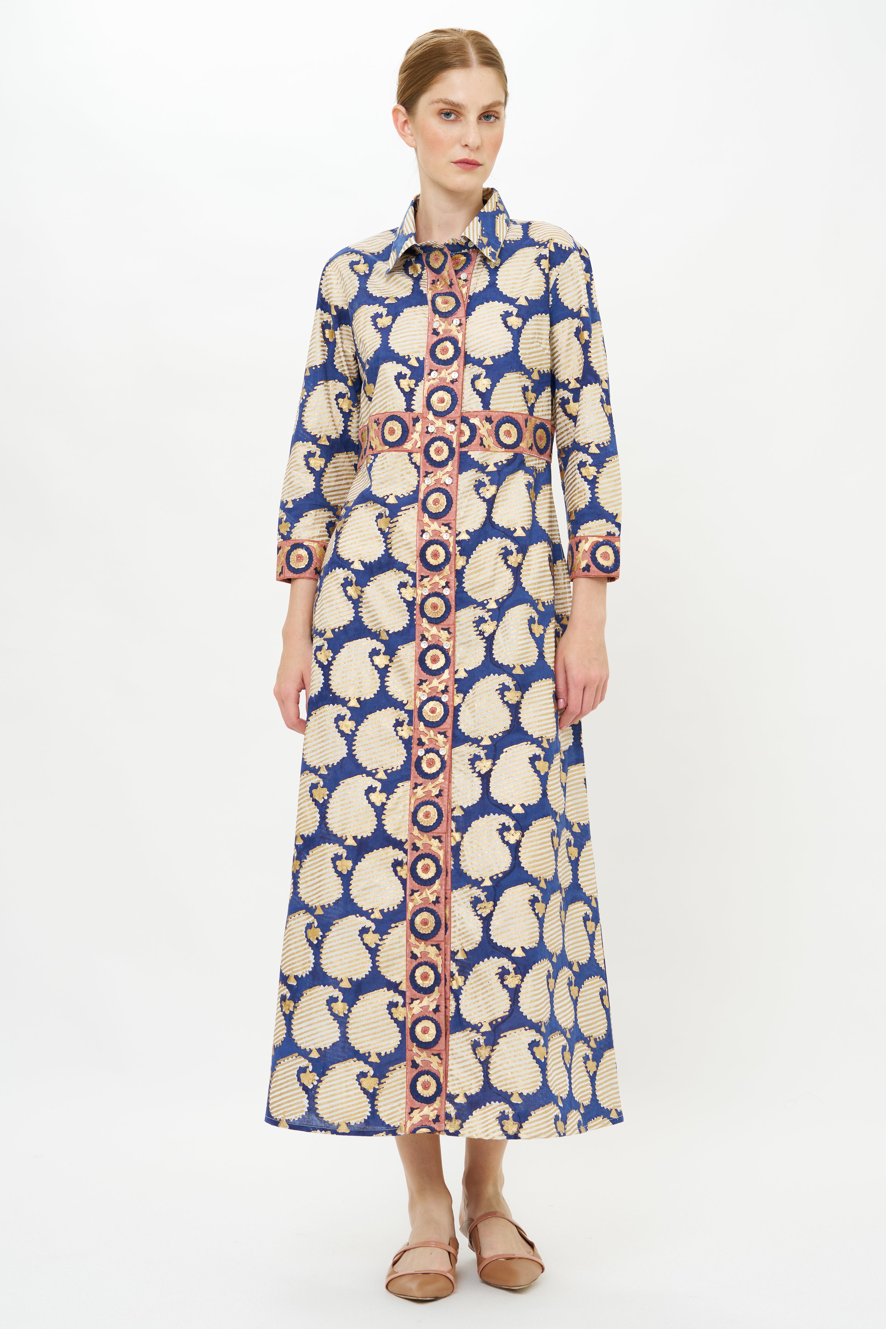 Shirt Dress Maxi- Agra Navy