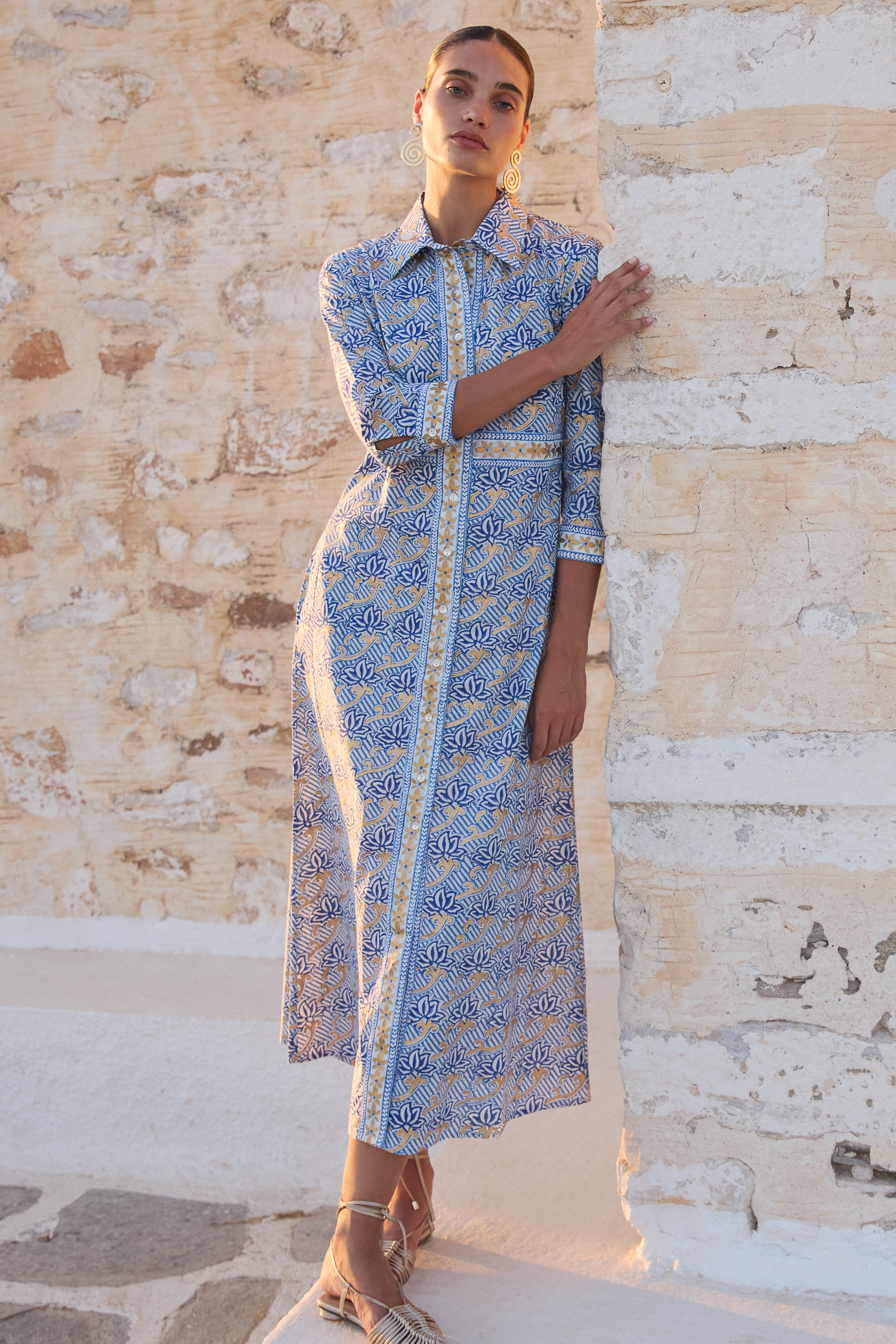 Shirt Dress Maxi- Florence Blue