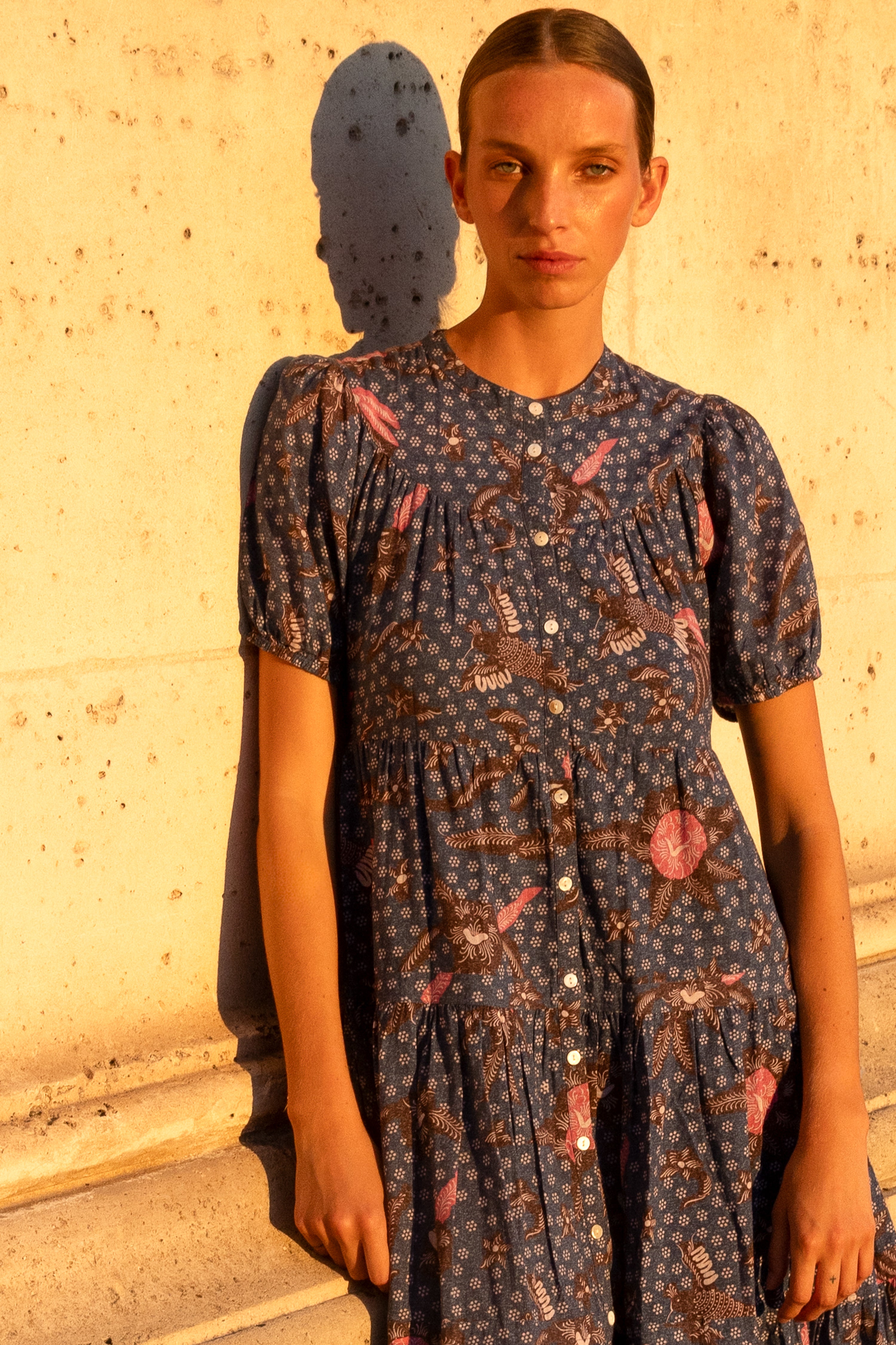 Scoop Tiered Midi- Bali Navy