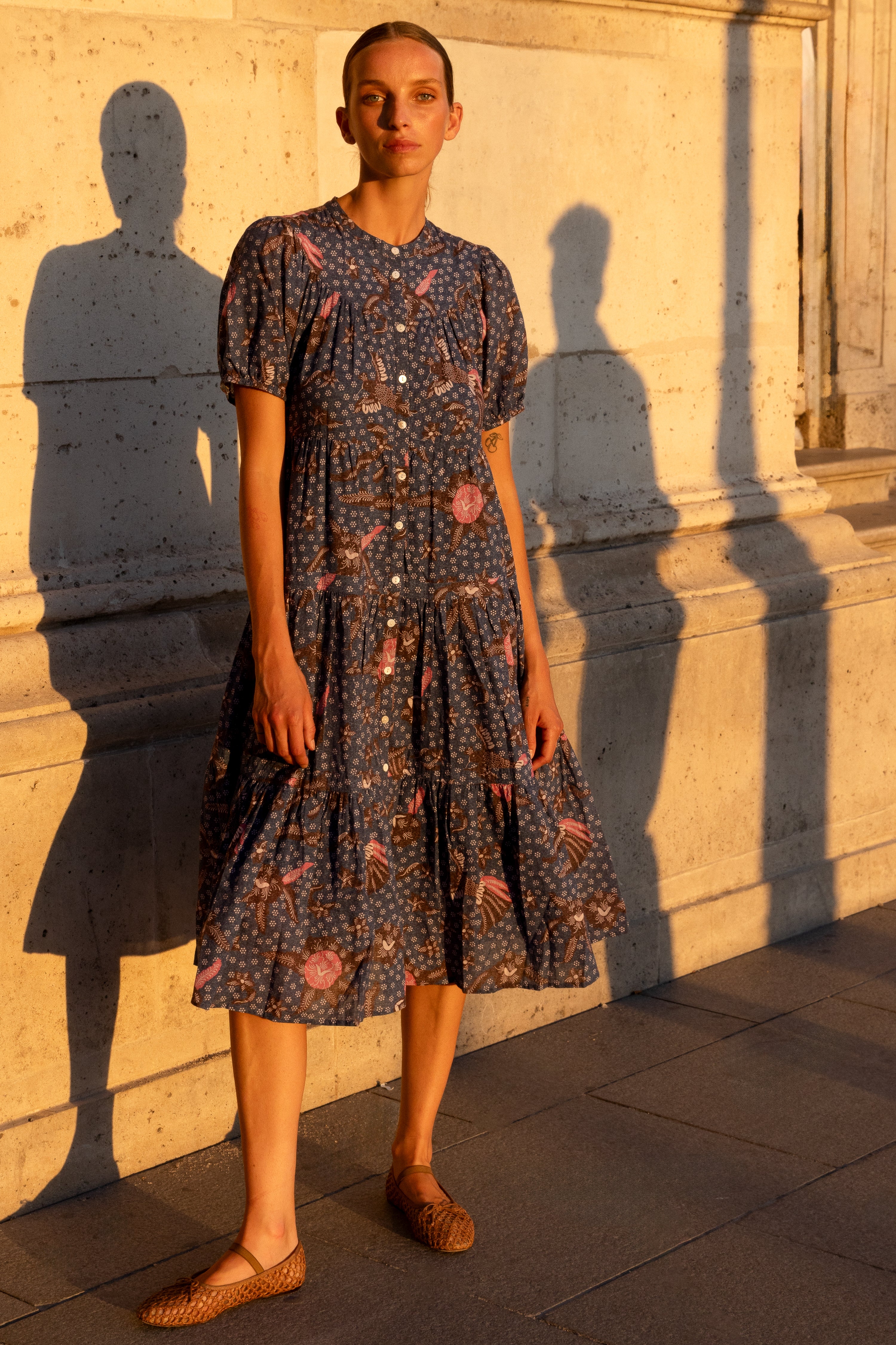 Scoop Tiered Midi- Bali Navy