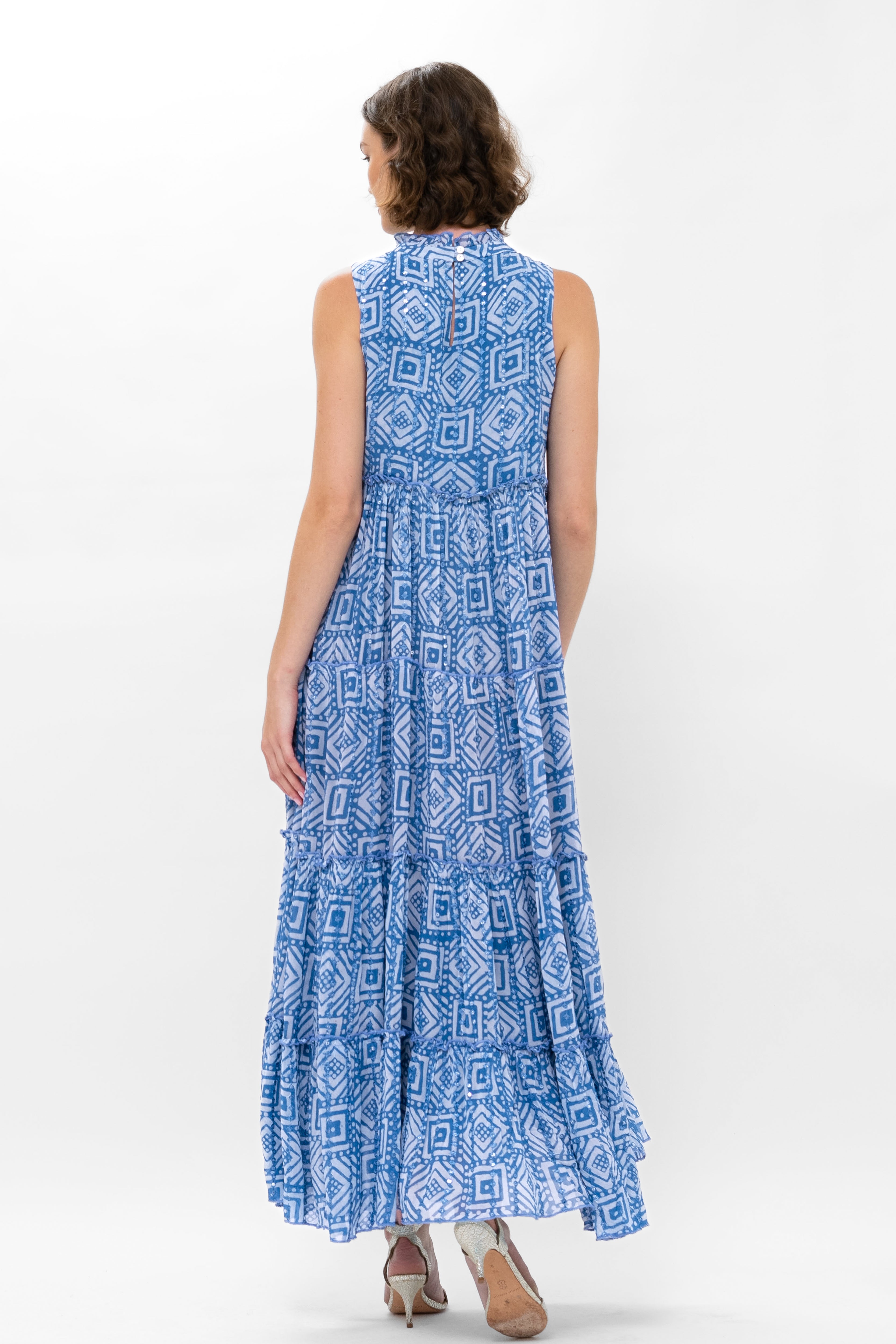 Ruffle Tiered Maxi- Bali Blue