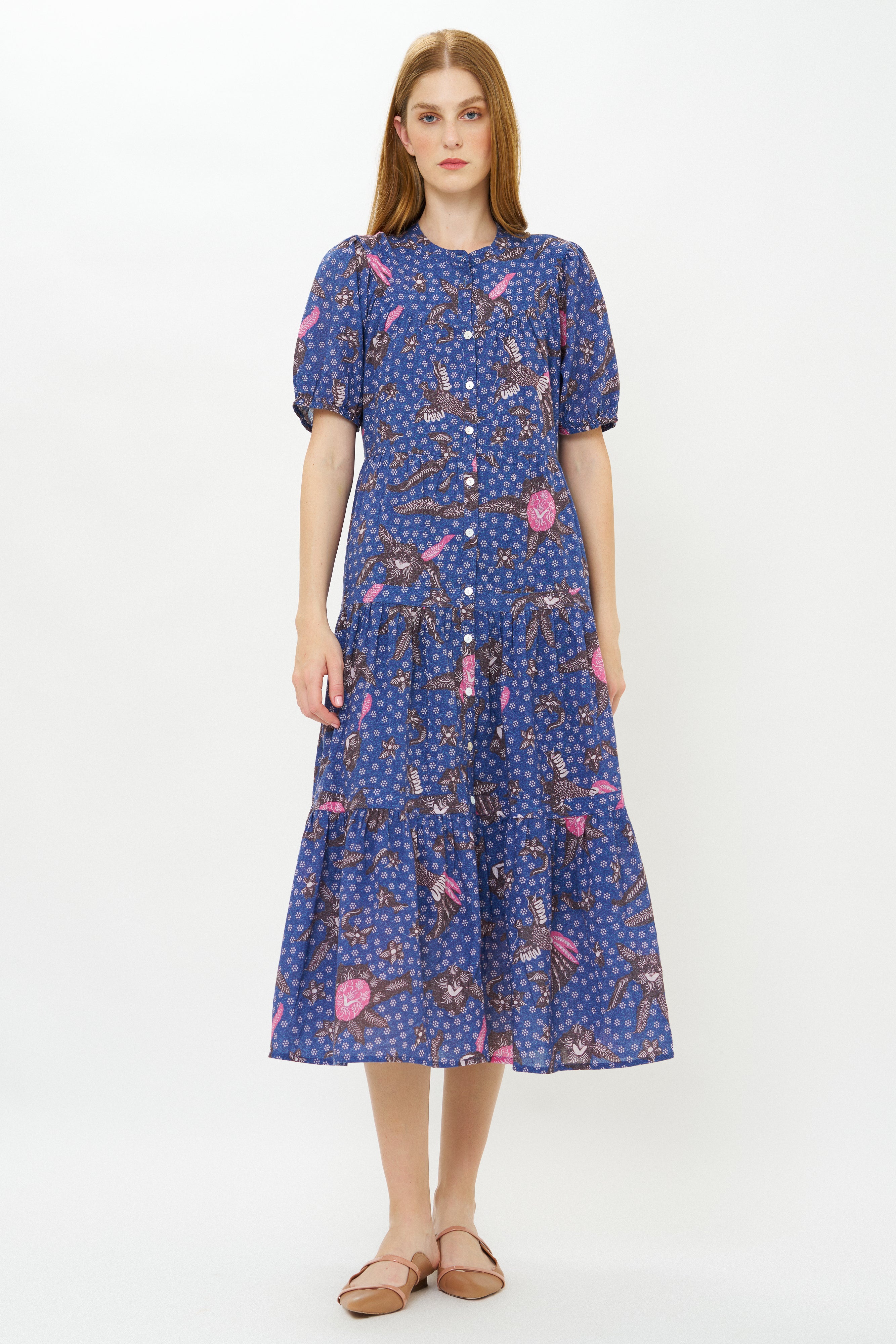 Scoop Tiered Midi- Bali Navy